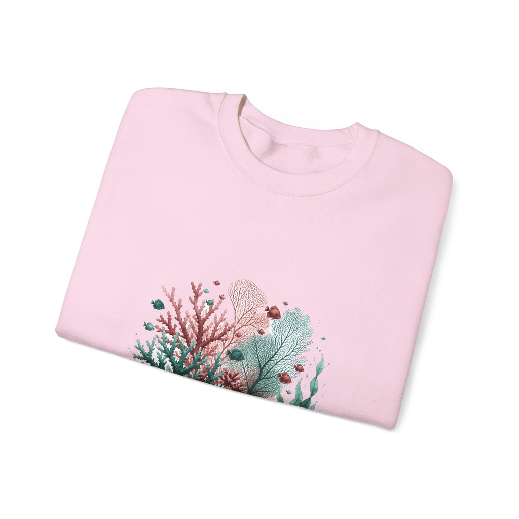 Matching Couple Sweatshirt - Coral Reef & Deep Sea Matching Couple Premium Fleece Sweatshirt Watercolor Art His Hers Birthday Gift - Design A