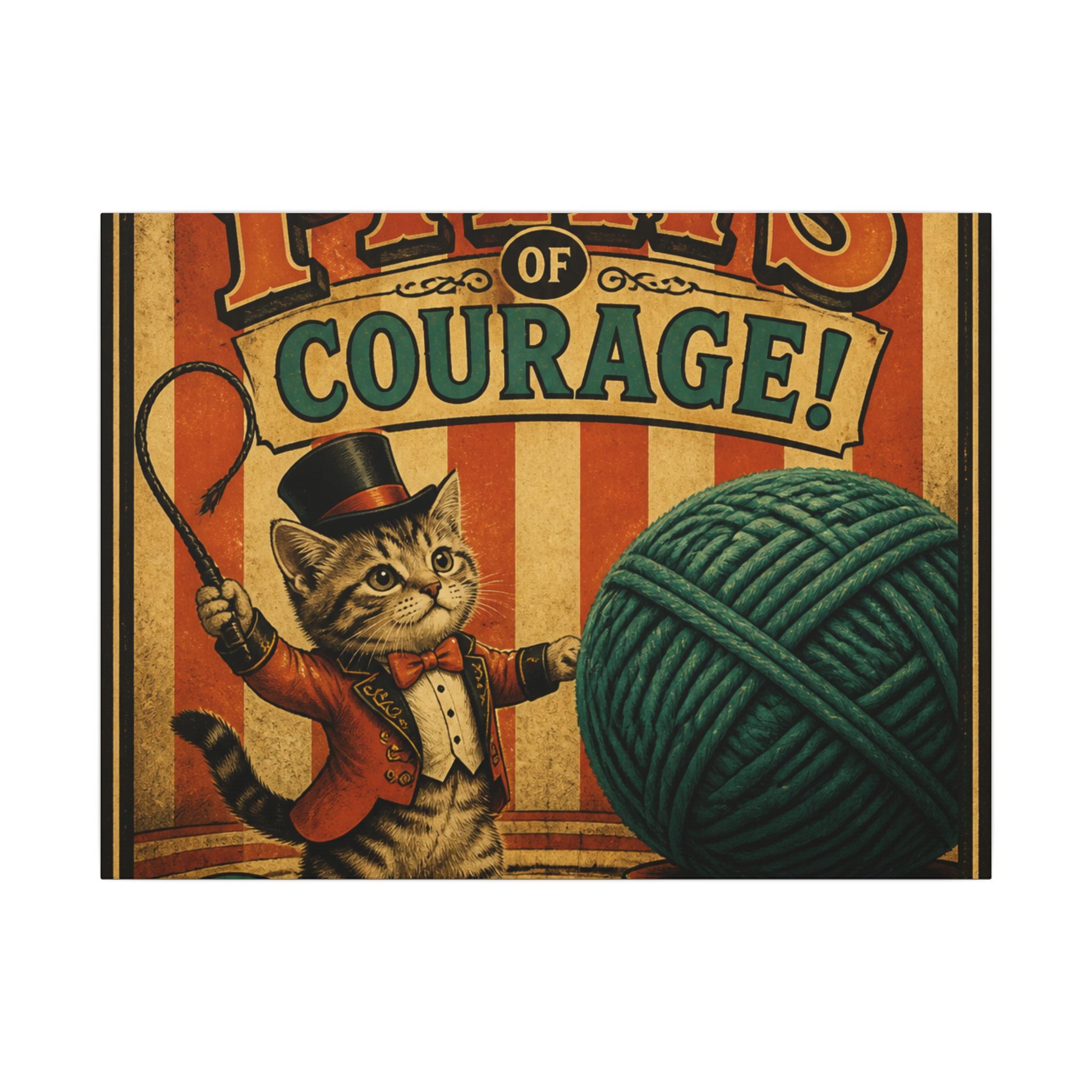 Cat Lion Tamer Wall Art Canvas 16×20 Vintage Circus Kitchen Decor Maximalist Print
