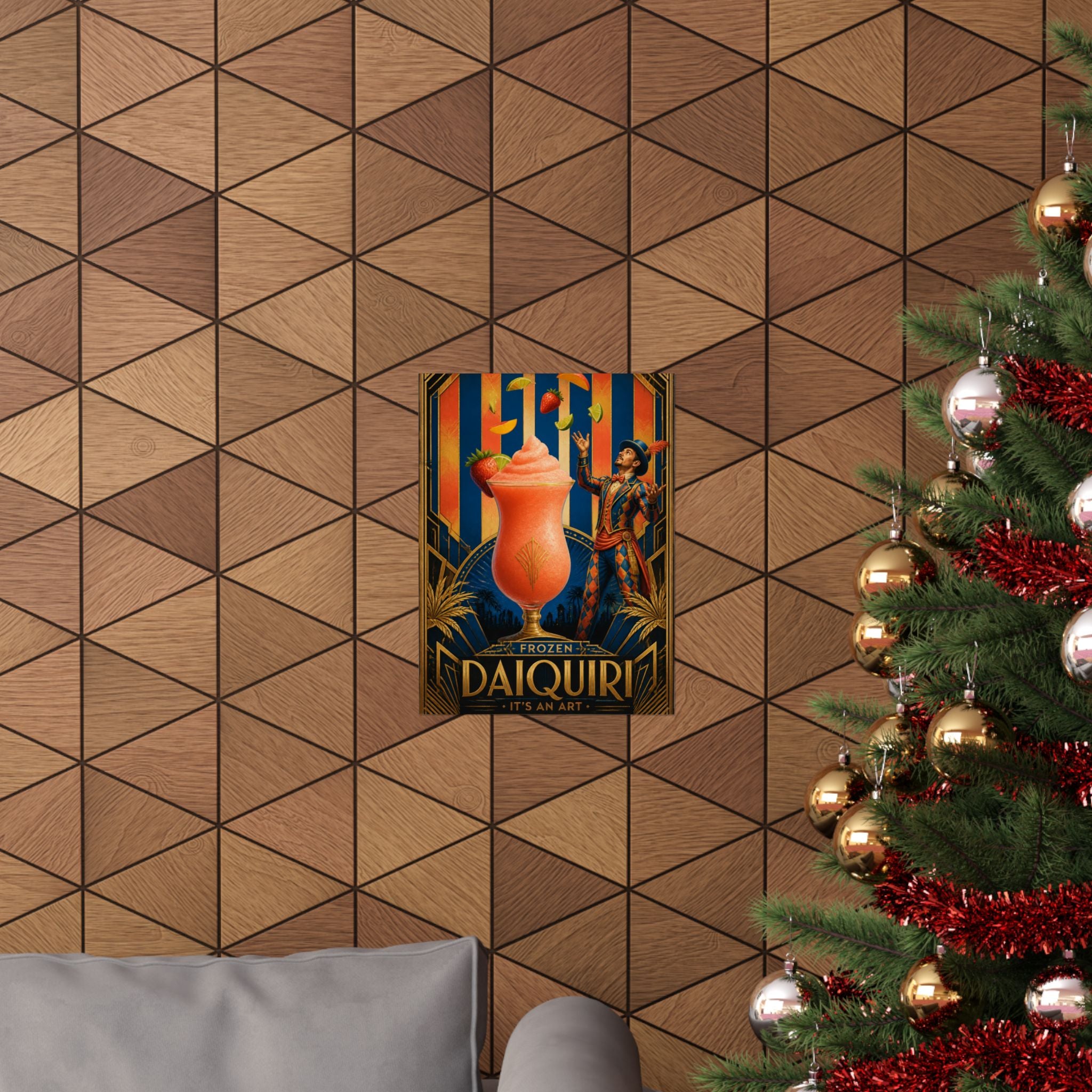 Daiquiri Fruit Juggler Wall Art Poster 18×24 Art Deco Entryway Decor Maximalist Print