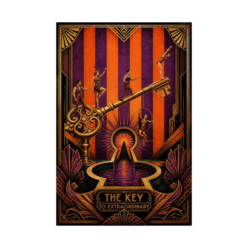Giant Key Performance Wall Art Poster 24×36 Art Deco Bar Area Decor Maximalist Print