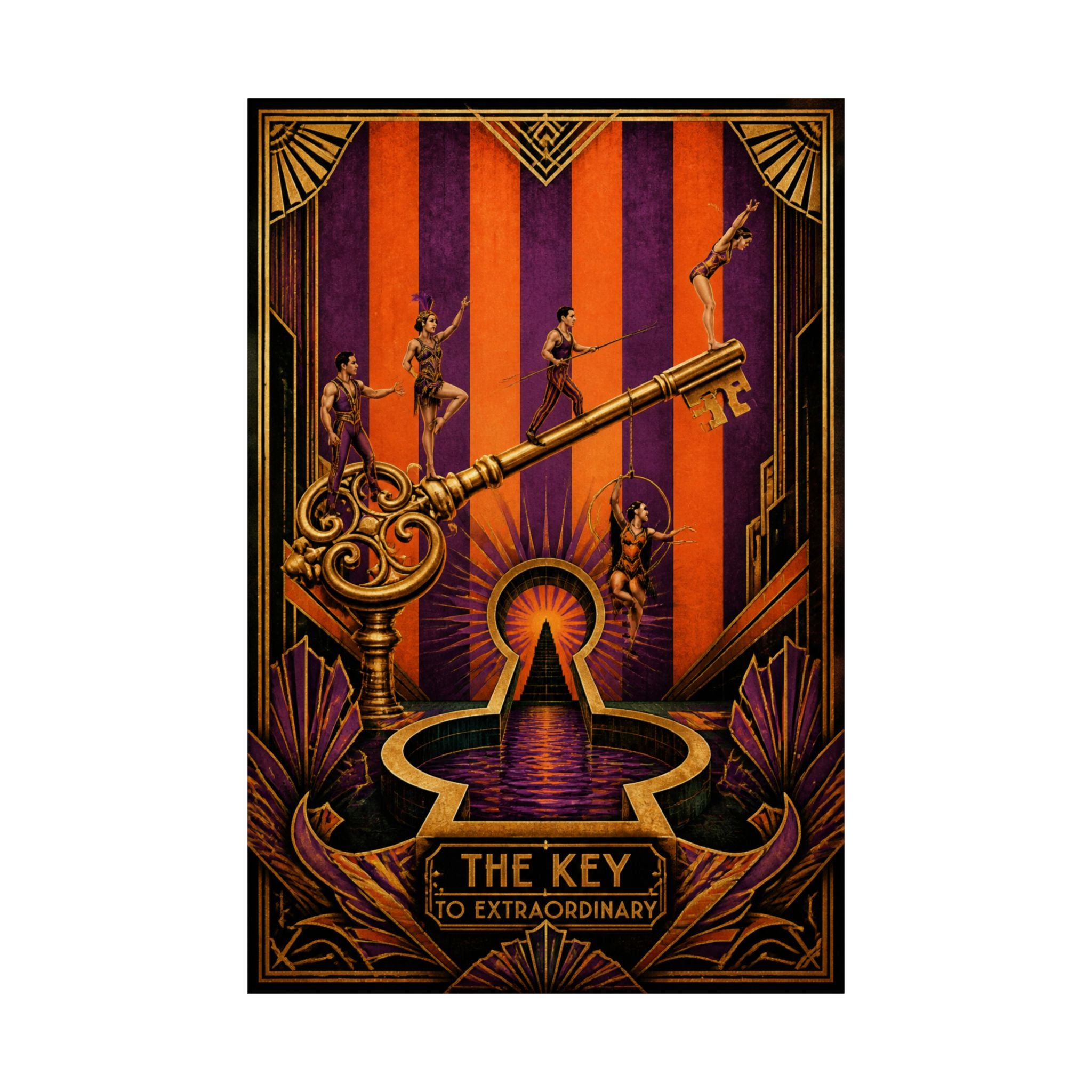 Giant Key Performance Wall Art Poster 24×36 Art Deco Bar Area Decor Maximalist Print