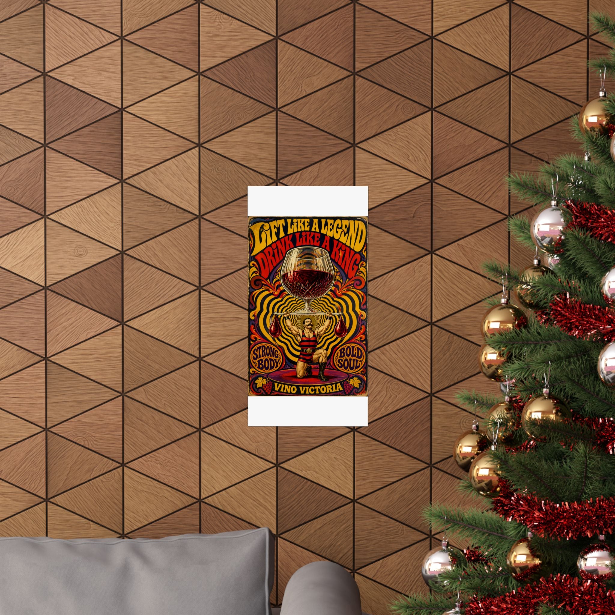 Wine Glass Strongman Wall Art Poster 18×24 Psychedelic Cafe Decor Maximalist Print