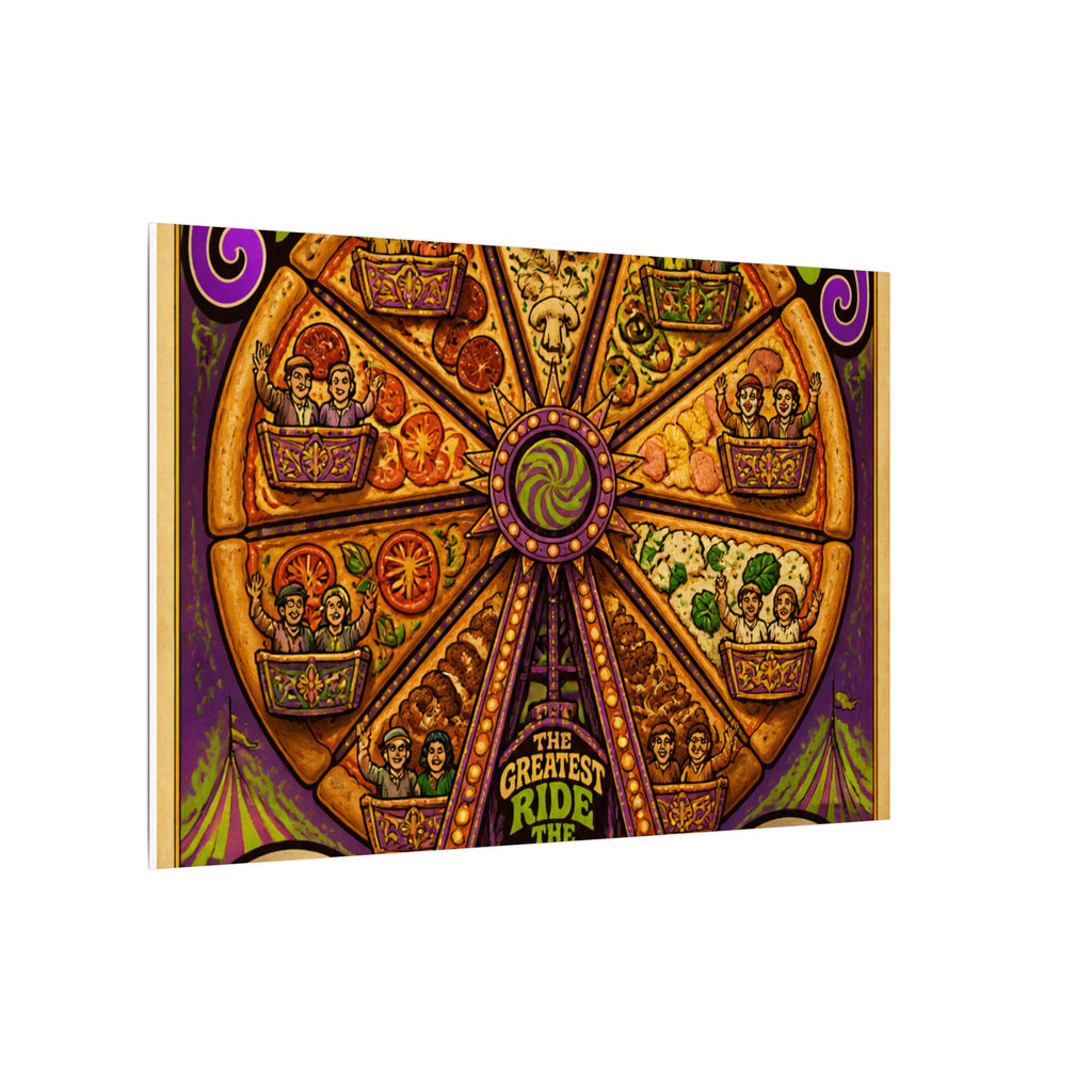 Pizza Ferris Wheel Wall Art Canvas 24×36 Psychedelic Dining Room Decor Maximalist Print