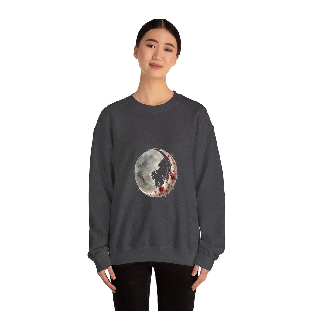Matching Couple Sweatshirt - Waxing & Waning Moon Matching Couple Comfort Colors Crew Watercolor Art His Hers Birthday Gift - Design A