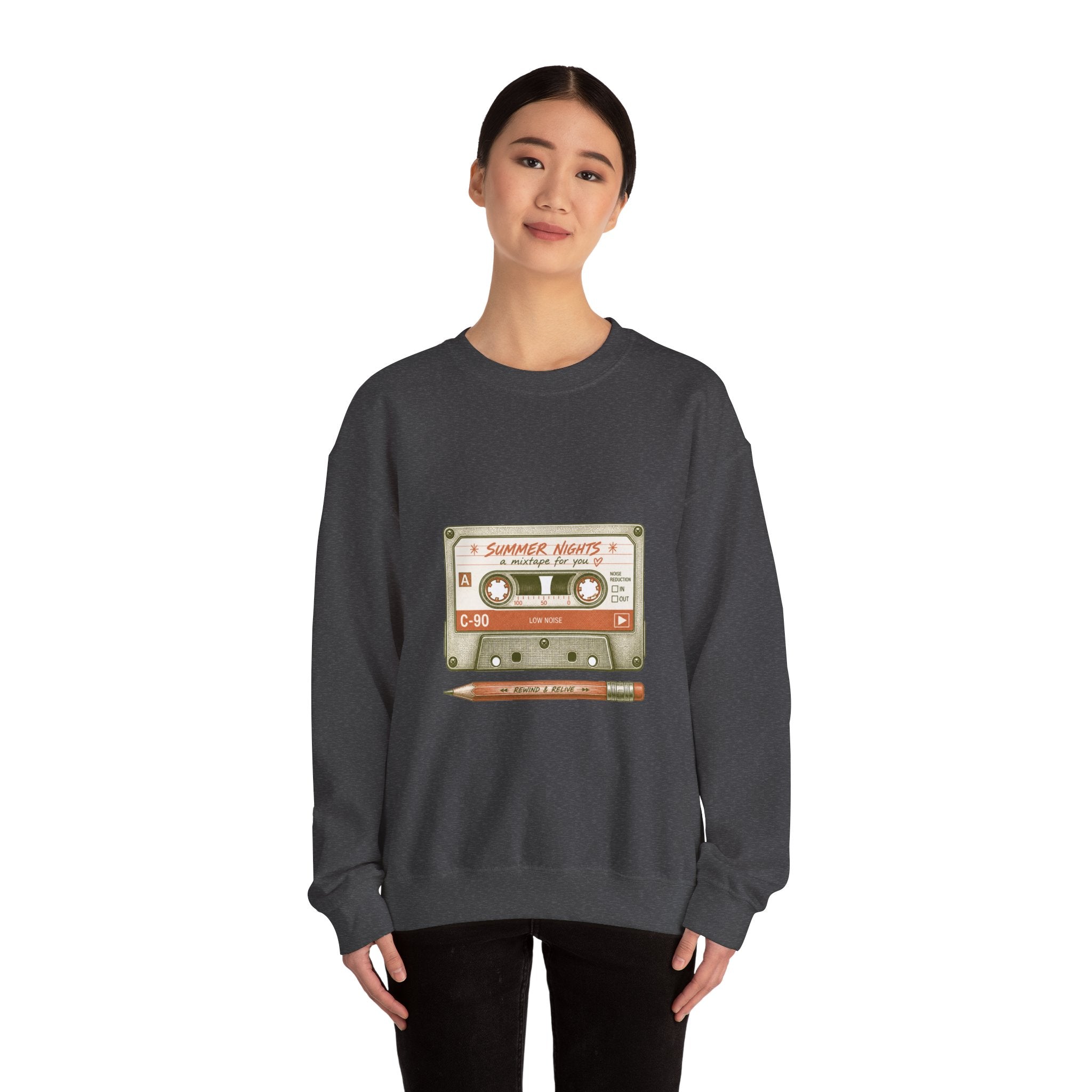Matching Couple Sweatshirt - Vinyl & Cassette Matching Couple Premium Fleece Sweatshirt Vintage Art His Hers Honeymoon Gift - Design B