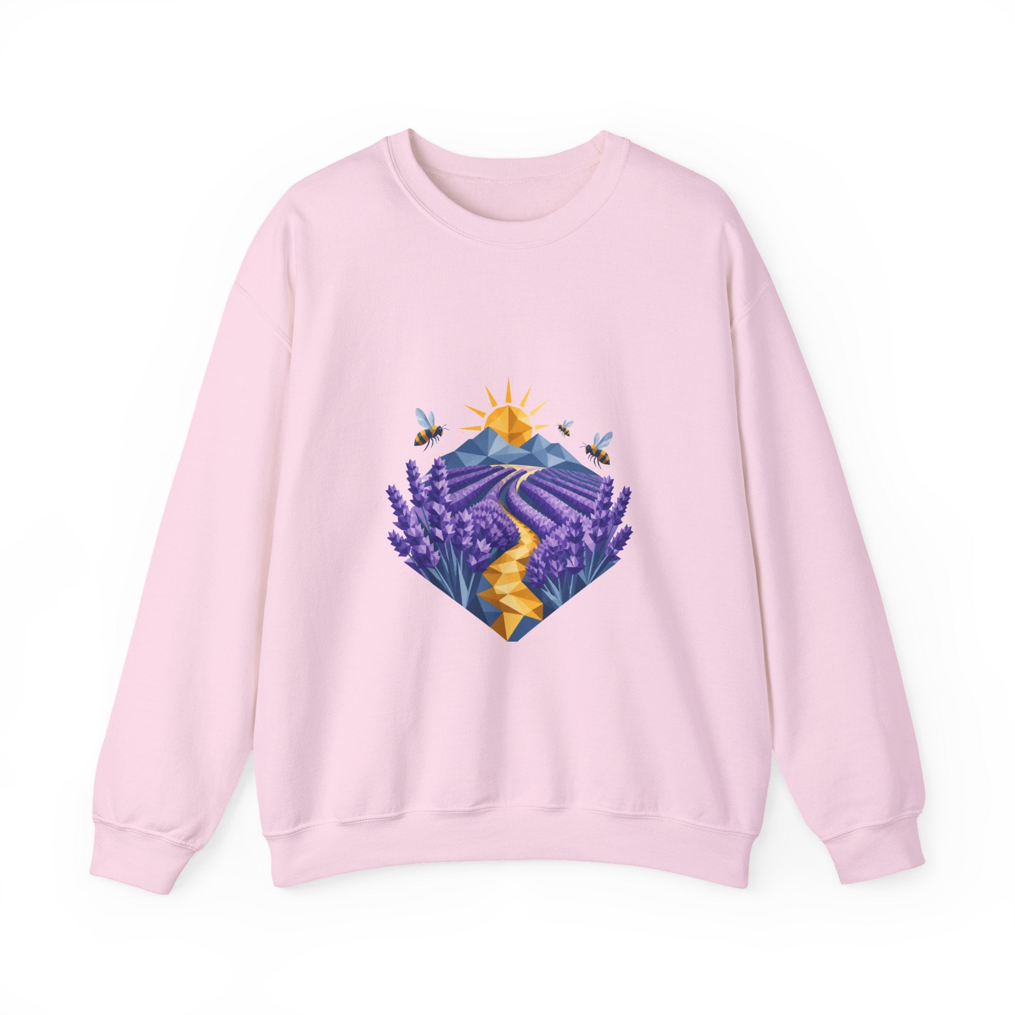 Matching Couple Sweatshirt - Lavender Fields & Canyon Matching Couple Premium Fleece Sweatshirt Geometric Art His Hers Love Gift - Design A