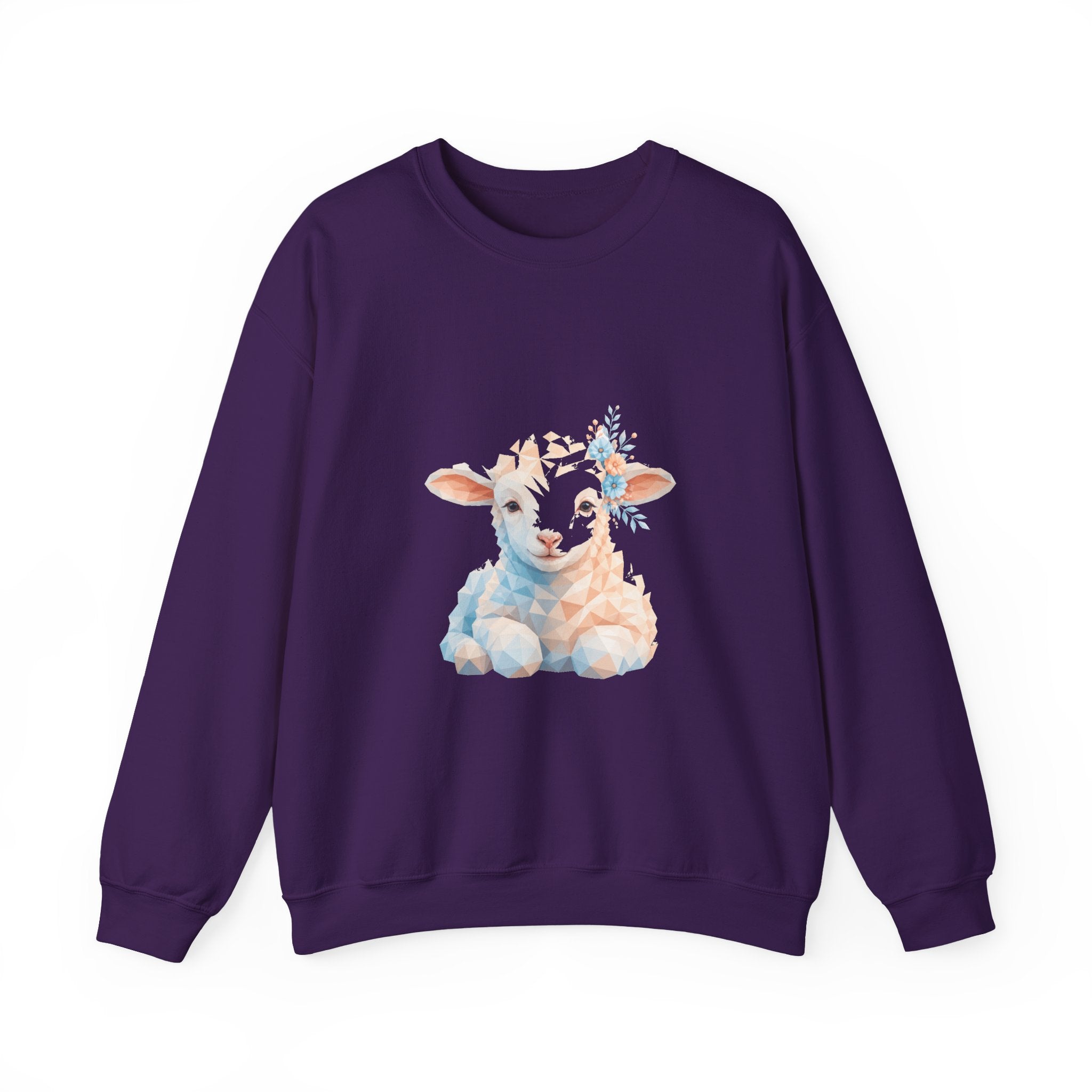 Matching Couple Sweatshirt - Lion & Lamb Matching Couple Premium Fleece Sweatshirt Geometric Art His Hers Love Gift - Design B