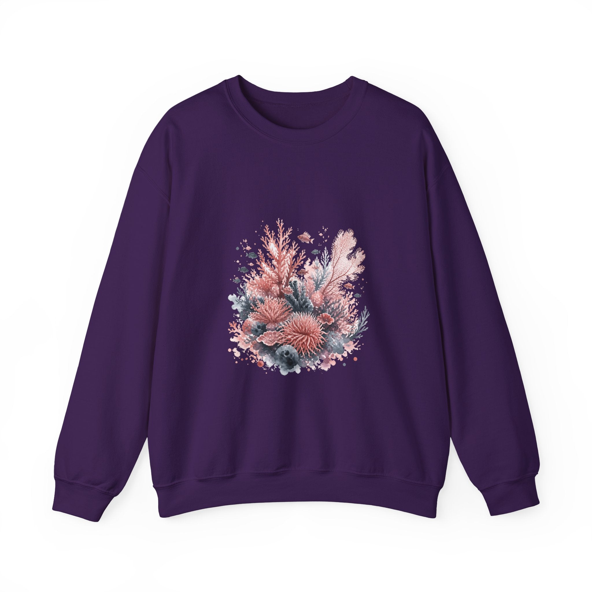 Matching Couple Sweatshirt - Coral Reef & Deep Sea Matching Couple Comfort Colors Crew Watercolor Art His Hers Birthday Gift - Design A