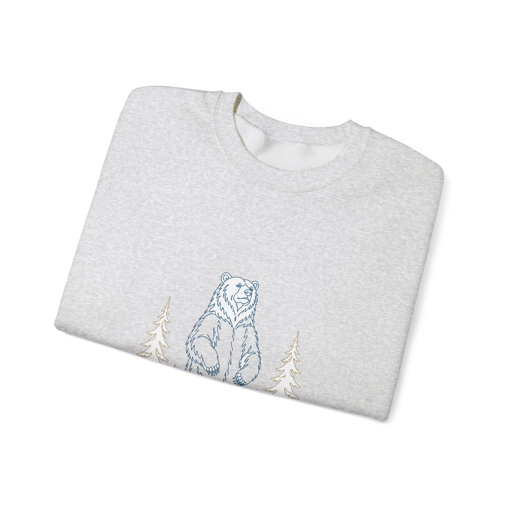 Matching Couple Sweatshirt - Bear & Deer Matching Couple Premium Fleece Sweatshirt Minimalist Art His Hers Christmas Gift - Design A
