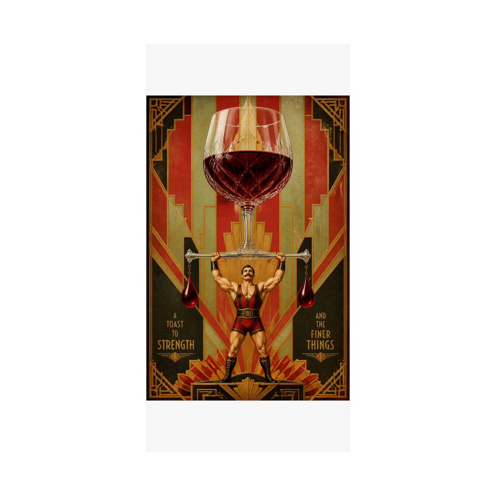 Wine Glass Strongman Wall Art Poster 24×36 Art Deco Bar Area Decor Maximalist Print