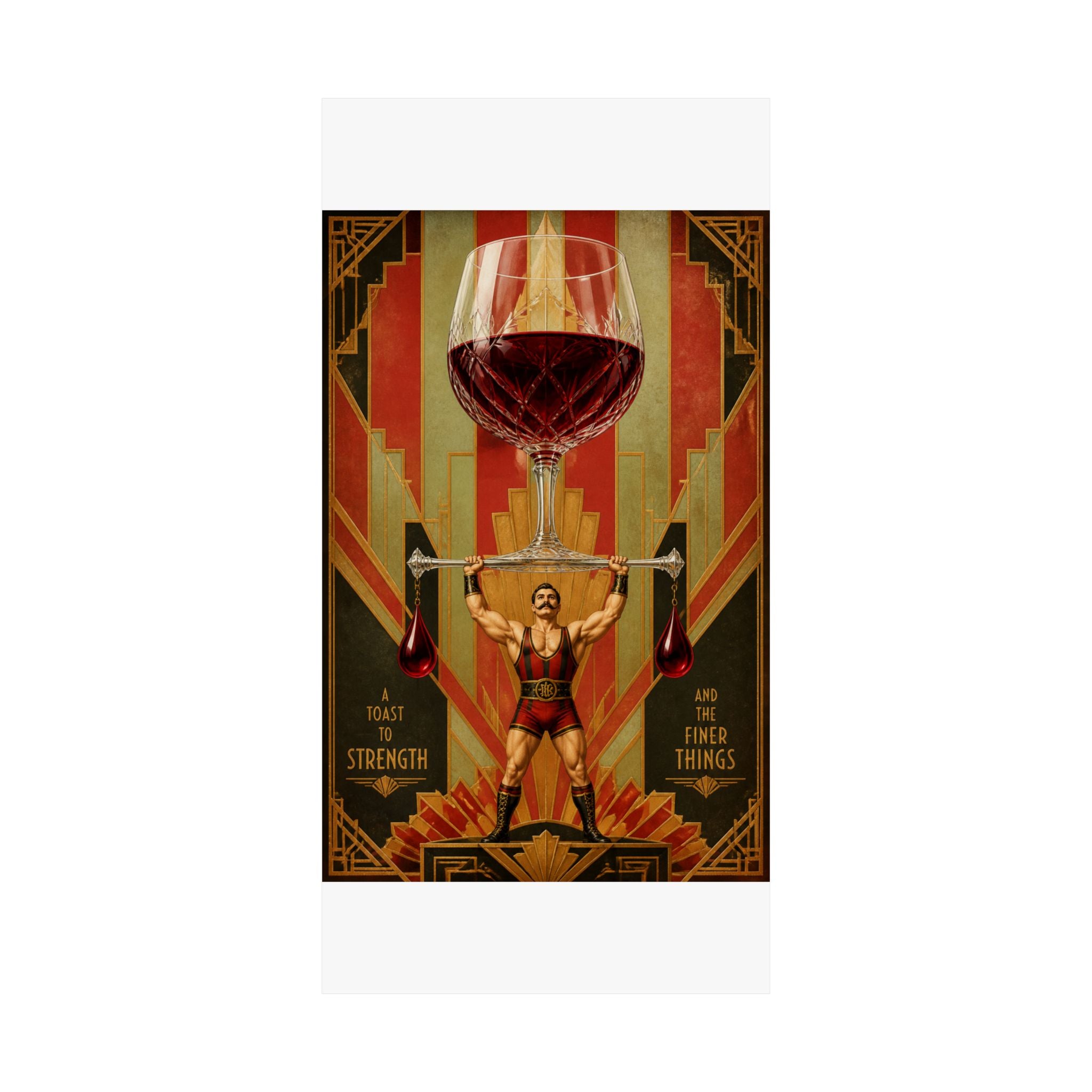 Wine Glass Strongman Wall Art Poster 24×36 Art Deco Bar Area Decor Maximalist Print