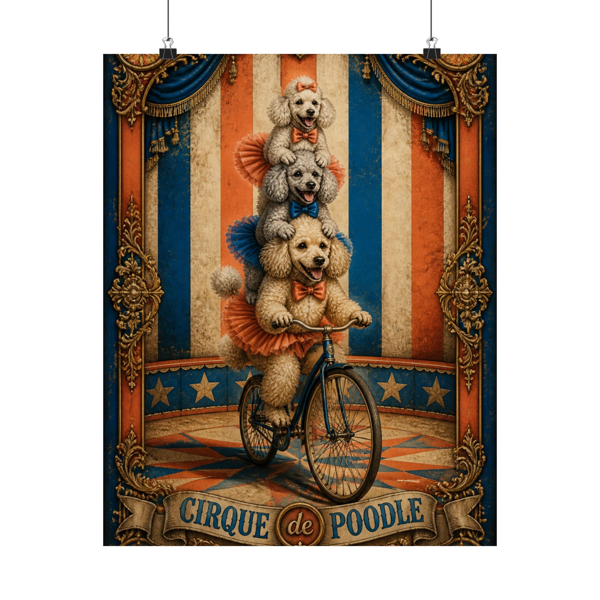 Poodle Stack Bicycle Wall Art Poster 24×36 Baroque Studio Decor Maximalist Print