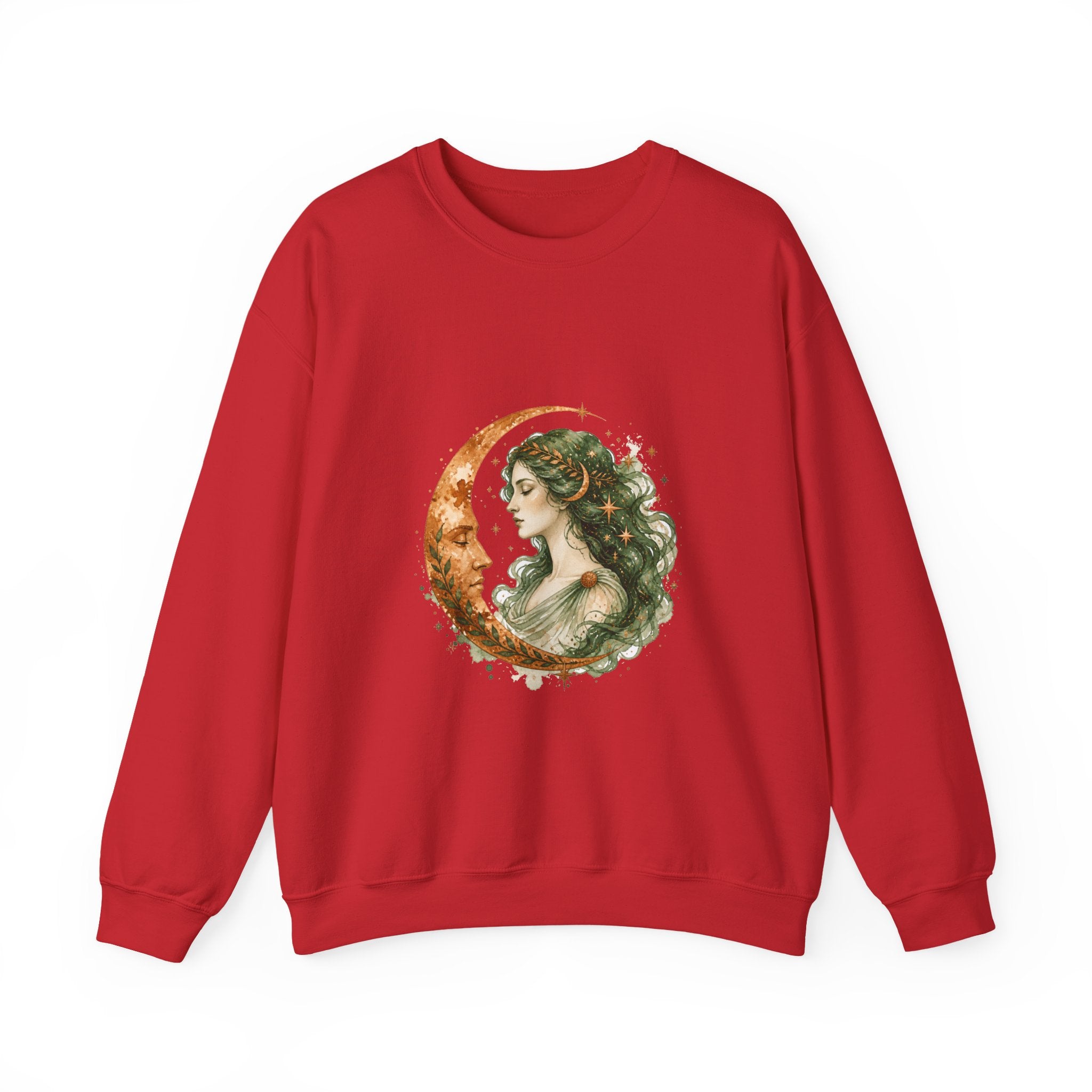 Matching Couple Sweatshirt - Helios & Selene Matching Couple Crewneck Sweatshirt Watercolor Art His Hers Engagement Gift - Design B