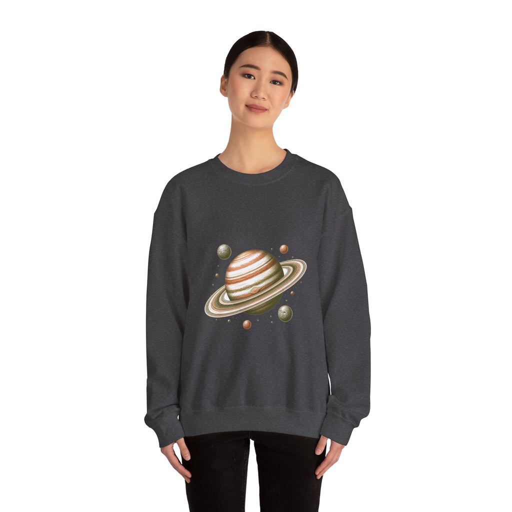 Matching Couple Sweatshirt - Saturn & Jupiter Matching Couple Comfort Colors Crew Hand-Drawn Art His Hers Anniversary Gift - Design A