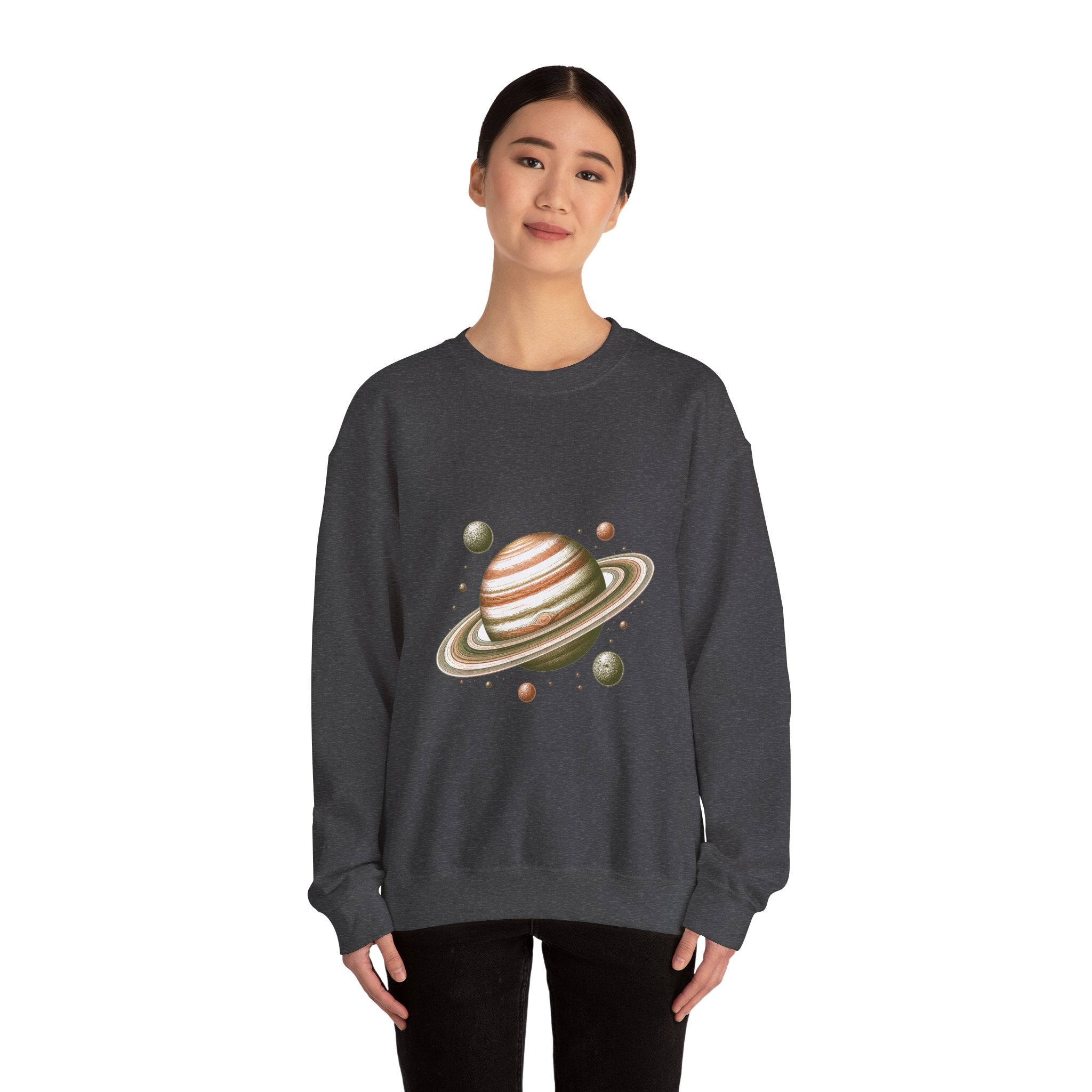 Matching Couple Sweatshirt - Saturn & Jupiter Matching Couple Comfort Colors Crew Hand-Drawn Art His Hers Anniversary Gift - Design A