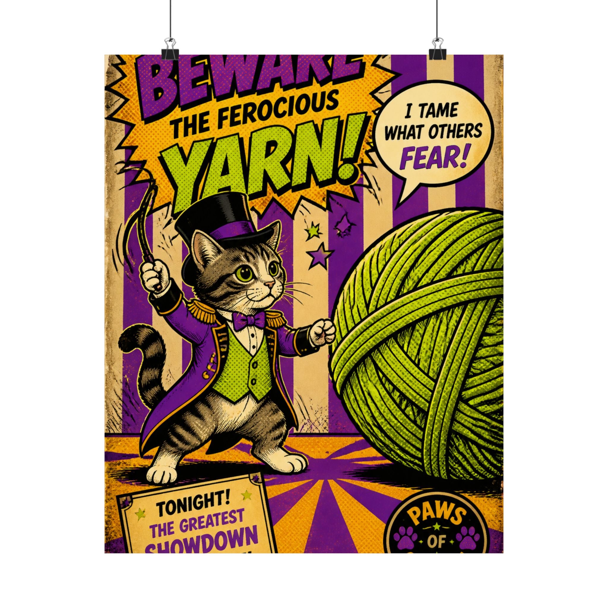 Cat Lion Tamer Wall Art Poster 18×24 Pop Art Living Room Decor Maximalist Print