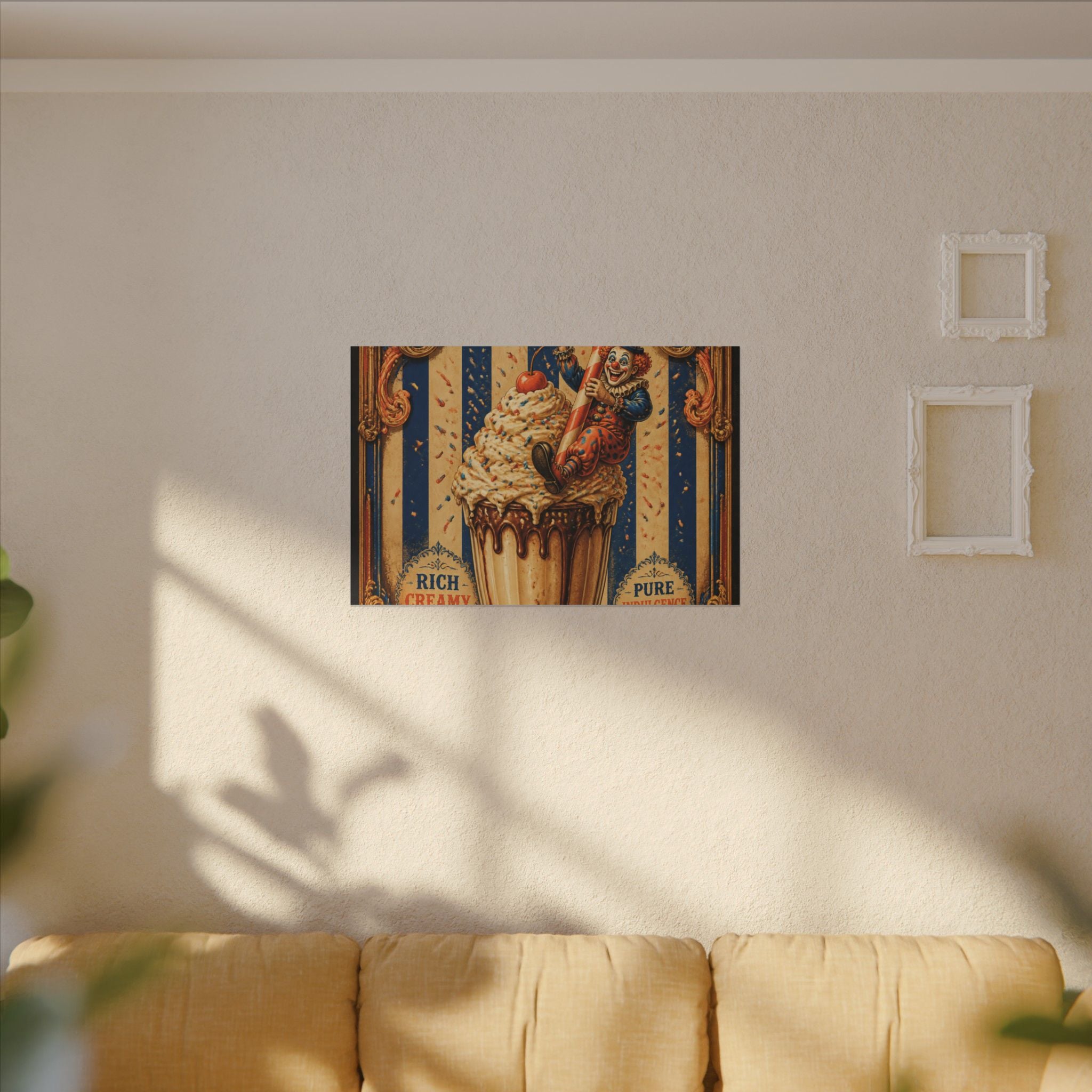 Milkshake Slide Clown Wall Art Canvas 16×20 Baroque Home Office Decor Maximalist Print