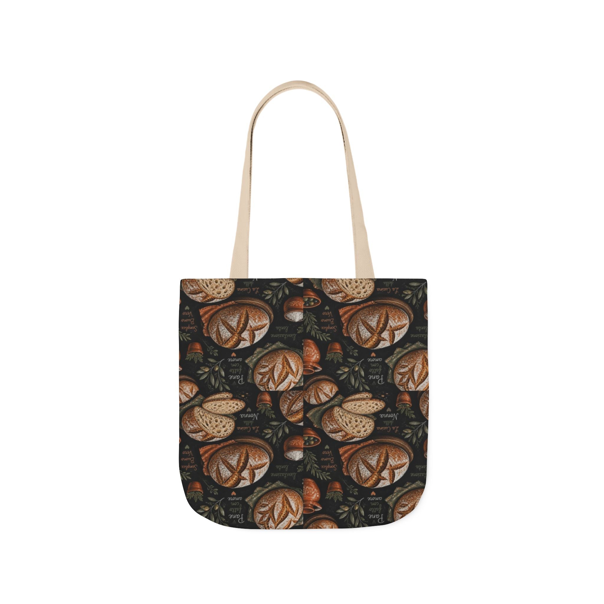 Rustic Sourdough Bread Canvas Tote Bag Mediterranean Kitchen Chalk Art Design Italian Cottagecore Gift