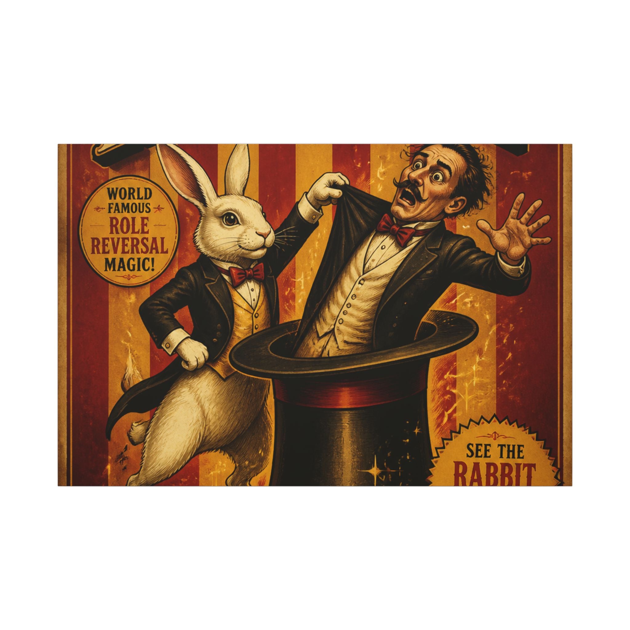 Magic Hat Rabbit Wall Art Canvas 24×36 Vintage Circus Bedroom Decor Maximalist Print