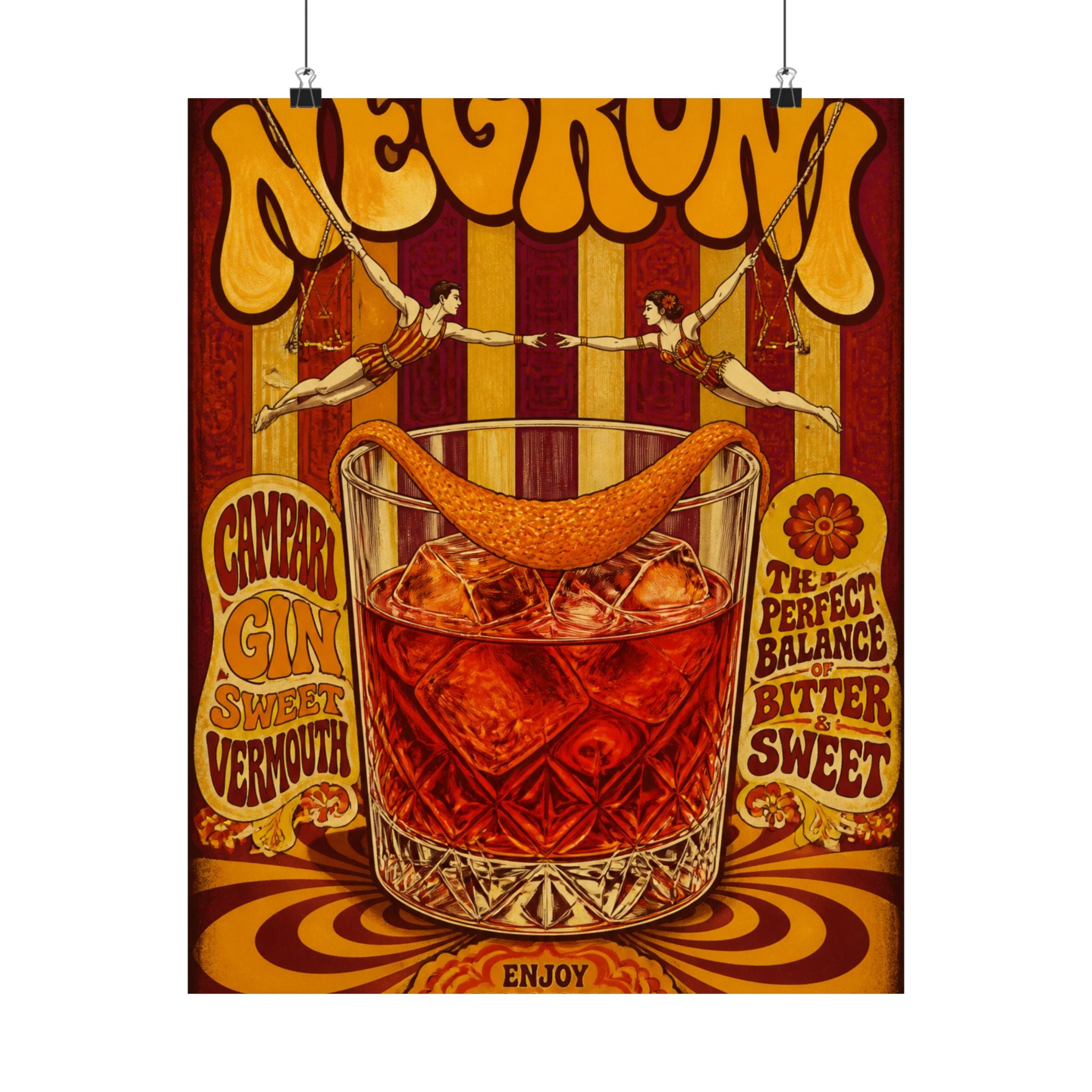 Negroni Trapeze Act Wall Art Poster 18×24 Psychedelic Cafe Decor Maximalist Print
