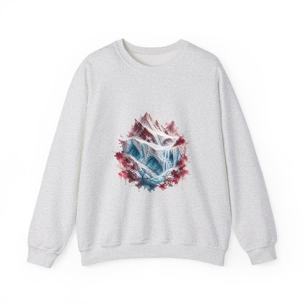 Matching Couple Sweatshirt - Volcano & Glacier Matching Couple Comfort Colors Crew Watercolor Art His Hers Birthday Gift - Design B