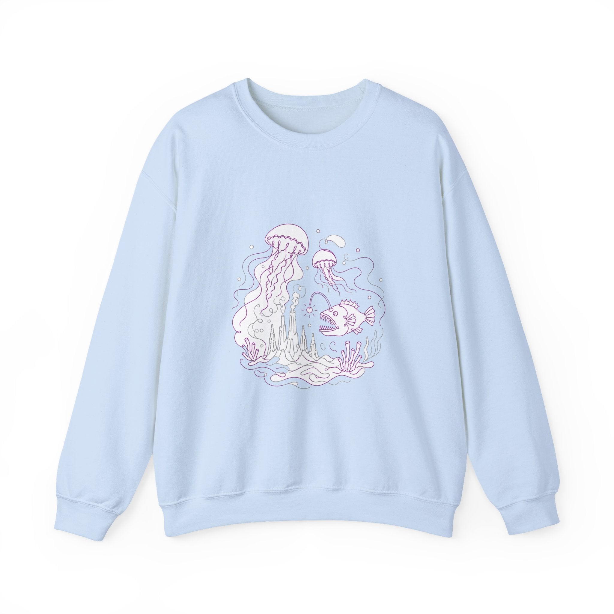 Matching Couple Sweatshirt - Coral Reef & Deep Sea Matching Couple Premium Fleece Sweatshirt Minimalist Art His Hers Christmas Gift - Design B