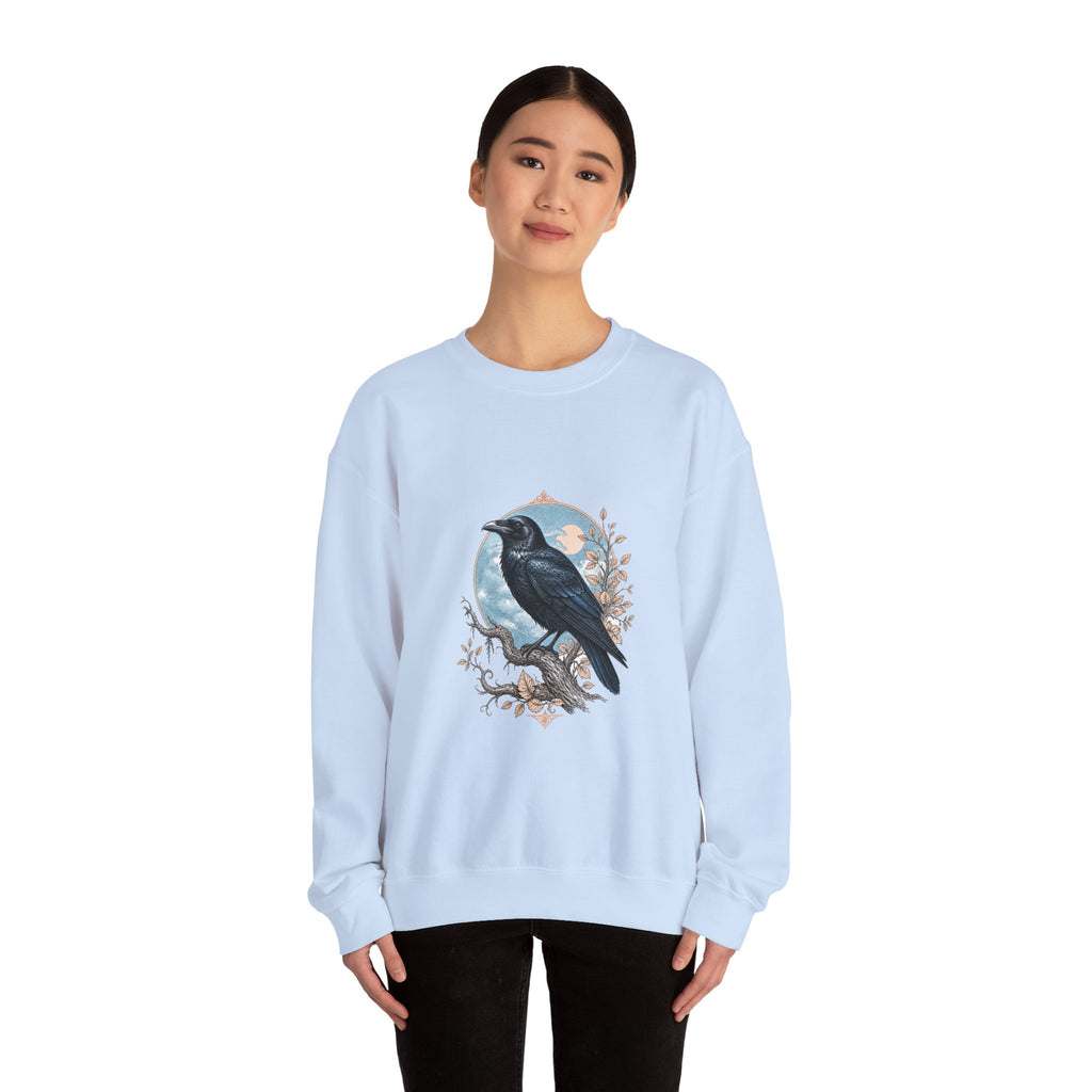 Matching Couple Sweatshirt - Raven & Swan Matching Couple Crewneck Sweatshirt Vintage Art His Hers Wedding Gift - Design A