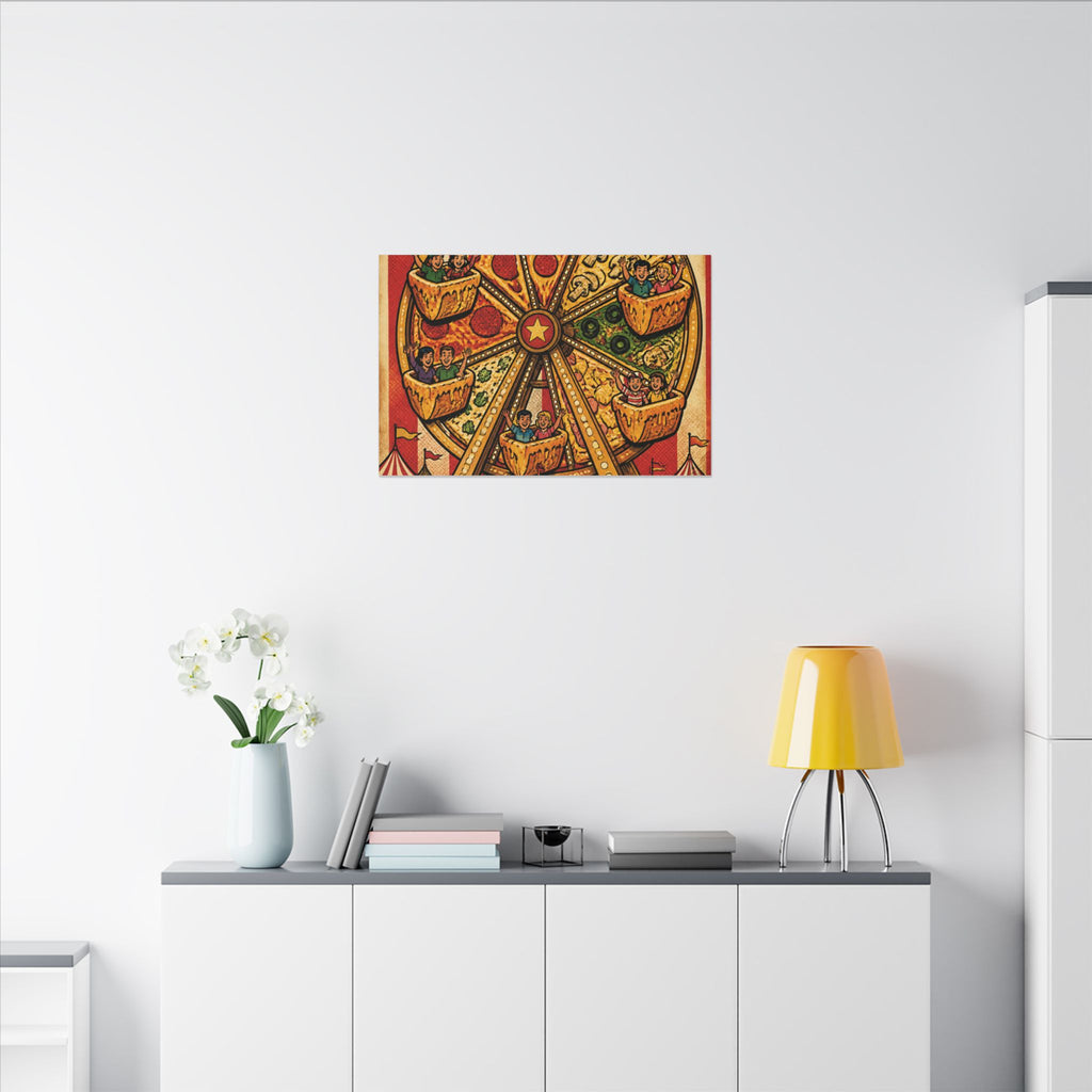 Pizza Ferris Wheel Wall Art Canvas 16×20 Pop Art Living Room Decor Maximalist Print