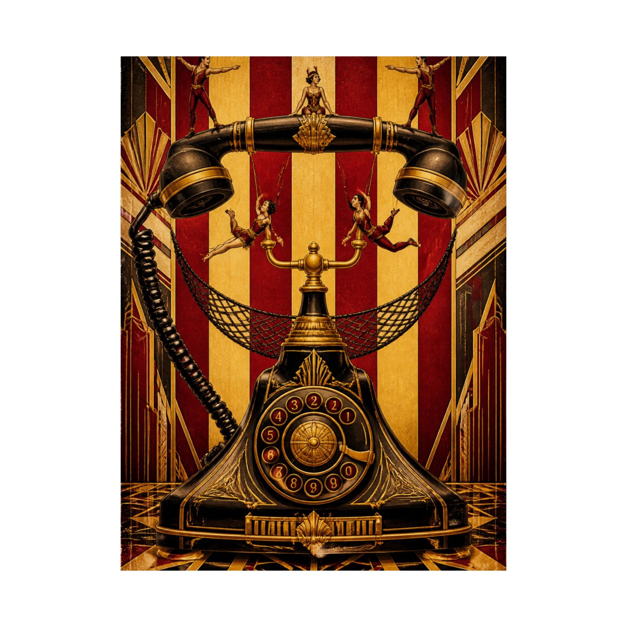 Vintage Telephone Booth Wall Art Poster 18×24 Art Deco Entryway Decor Maximalist Print