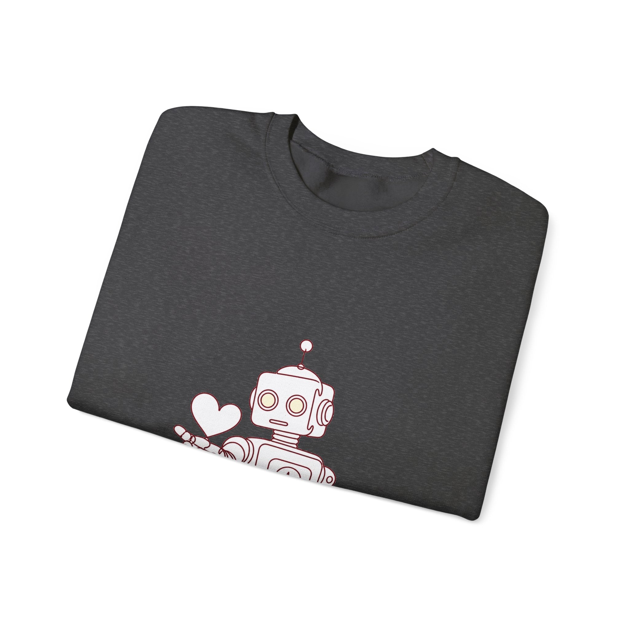 Matching Couple Sweatshirt - Robot & Heart Matching Couple Comfort Colors Crew Minimalist Art His Hers Christmas Gift - Design A