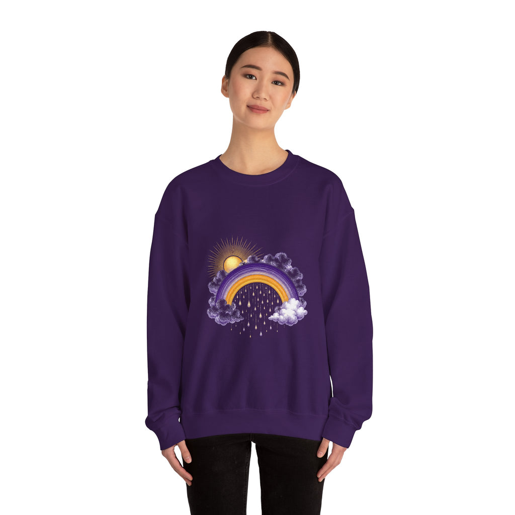 Matching Couple Sweatshirt - Storm & Rainbow Matching Couple Premium Fleece Sweatshirt Vintage Art His Hers Honeymoon Gift - Design B