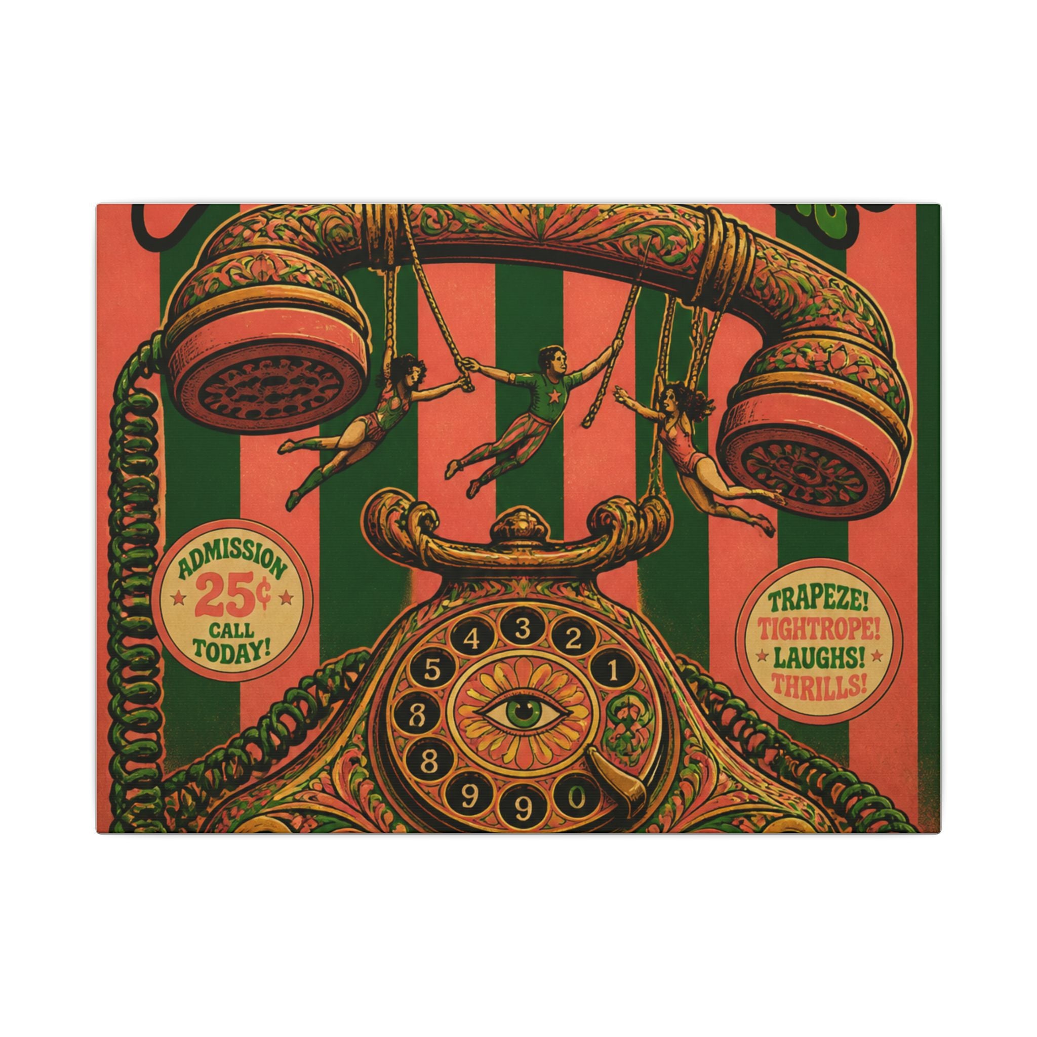 Vintage Telephone Booth Wall Art Canvas 24×36 Psychedelic Dining Room Decor Maximalist Print