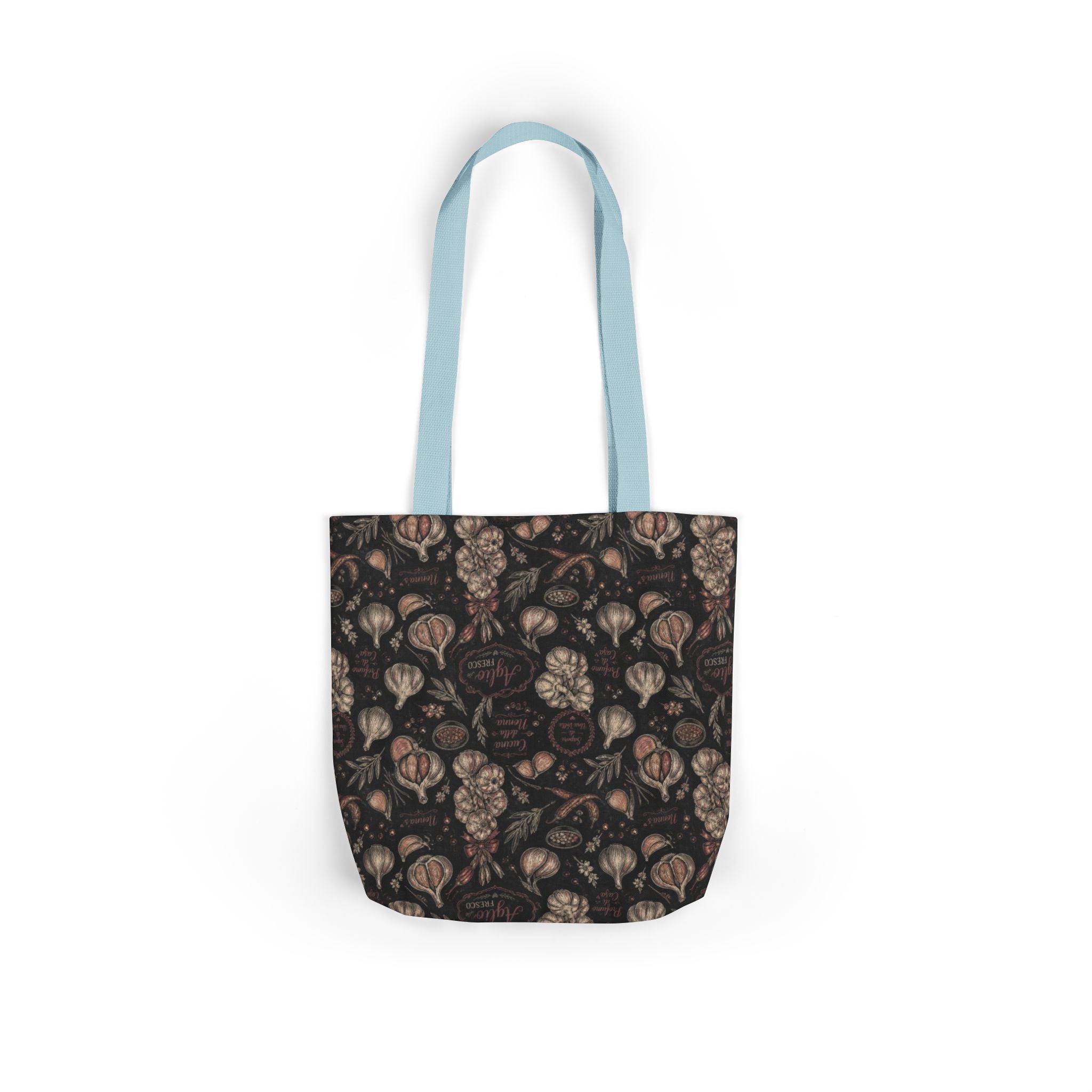 Garlic Bulbs & Cloves Canvas Tote Bag Mediterranean Kitchen Chalk Art Design Italian Cottagecore Gift