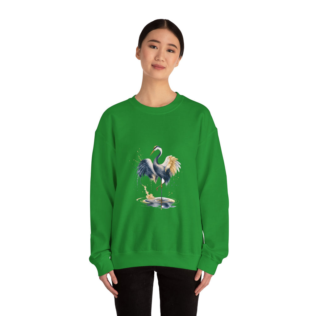 Matching Couple Sweatshirt - Tiger & Crane Matching Couple Crewneck Sweatshirt Watercolor Art His Hers Engagement Gift - Design B