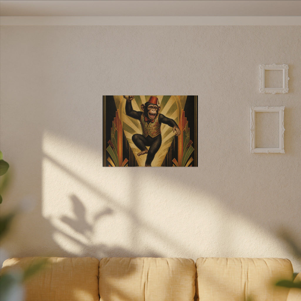 Dancing Monkey Wall Art Canvas 16×20 Art Deco Entryway Decor Maximalist Print