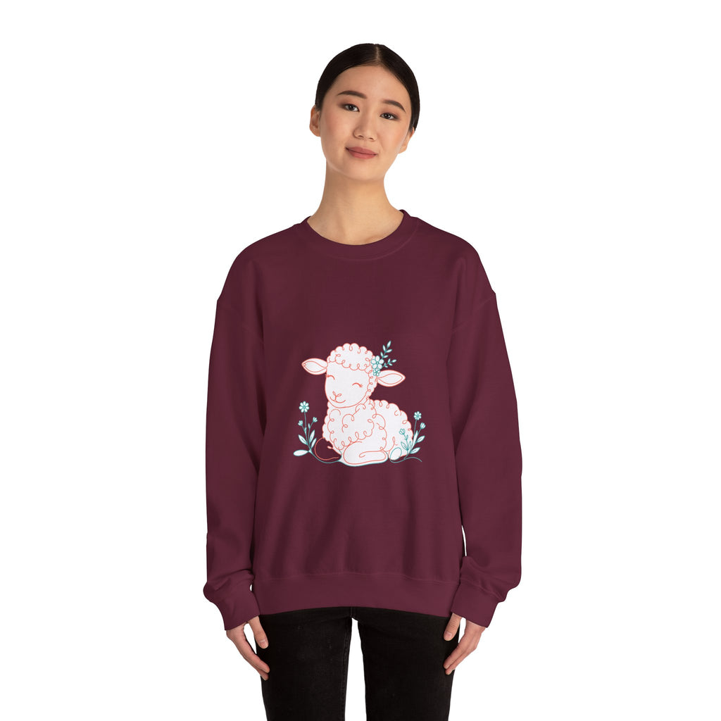 Matching Couple Sweatshirt - Lion & Lamb Matching Couple Premium Fleece Sweatshirt Minimalist Art His Hers Christmas Gift - Design B