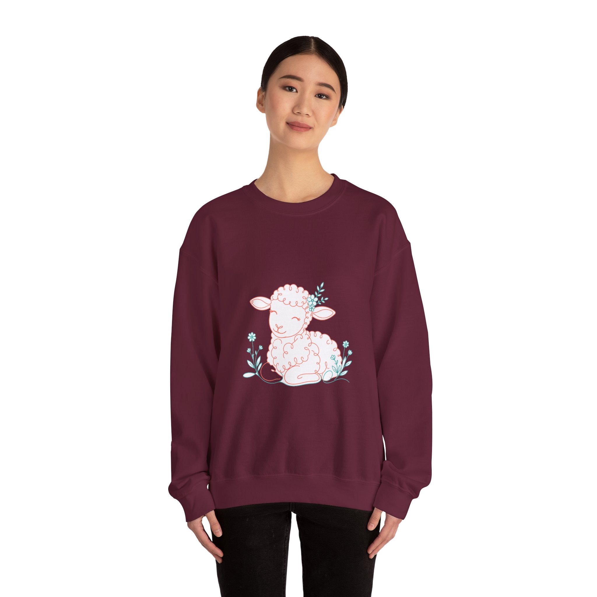 Matching Couple Sweatshirt - Lion & Lamb Matching Couple Premium Fleece Sweatshirt Minimalist Art His Hers Christmas Gift - Design B