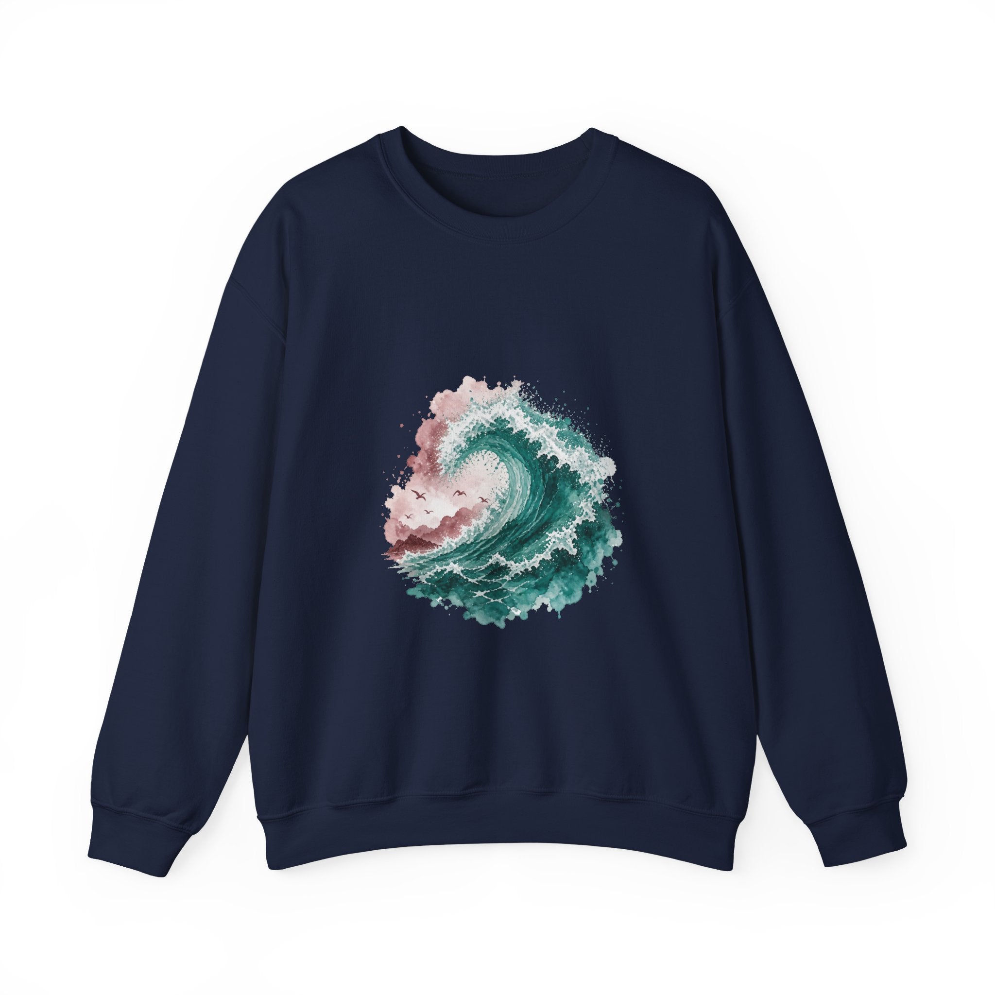 Matching Couple Sweatshirt - Mountain & Ocean Matching Couple Crewneck Sweatshirt Watercolor Art His Hers Engagement Gift - Design B