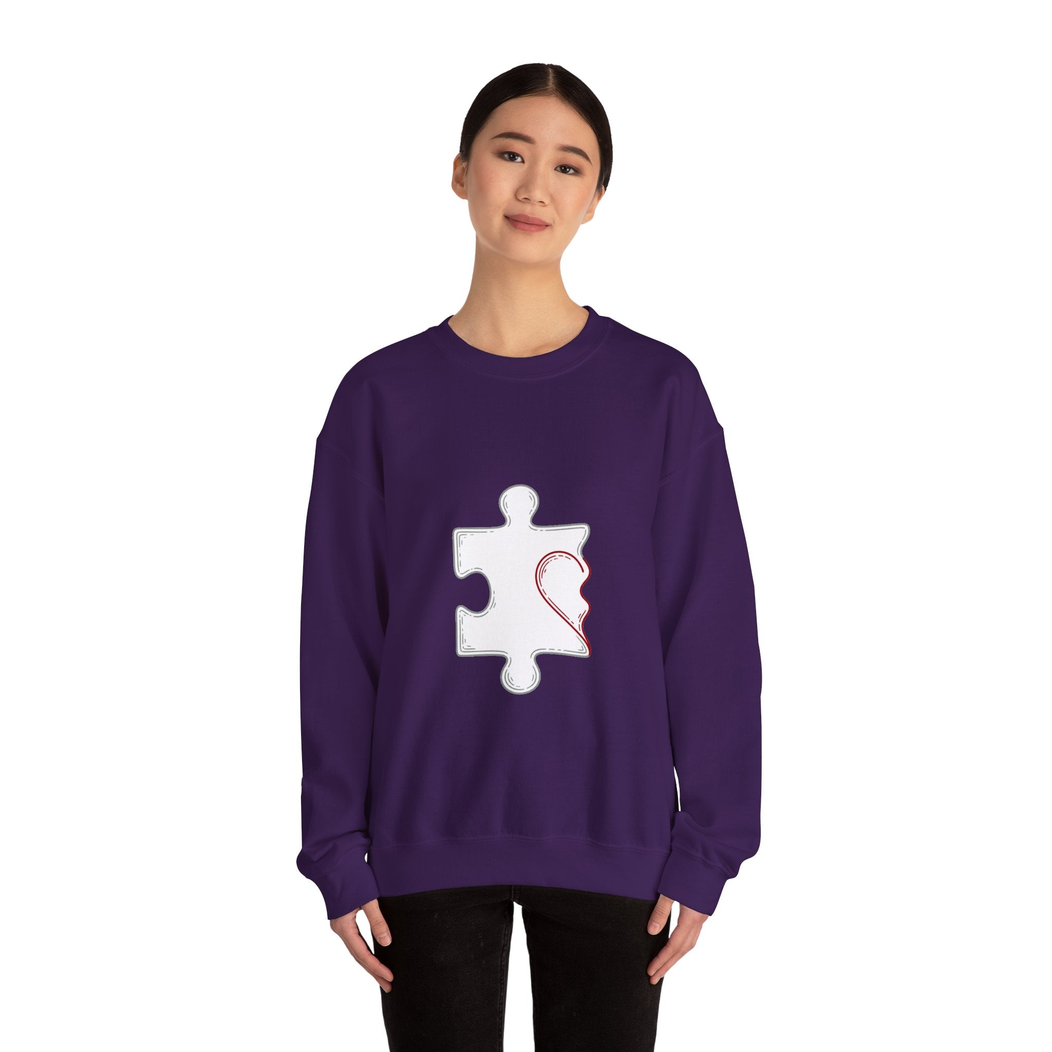 Matching Couple Sweatshirt - Puzzle Pieces Matching Couple Comfort Colors Crew Minimalist Art His Hers Christmas Gift - Design A