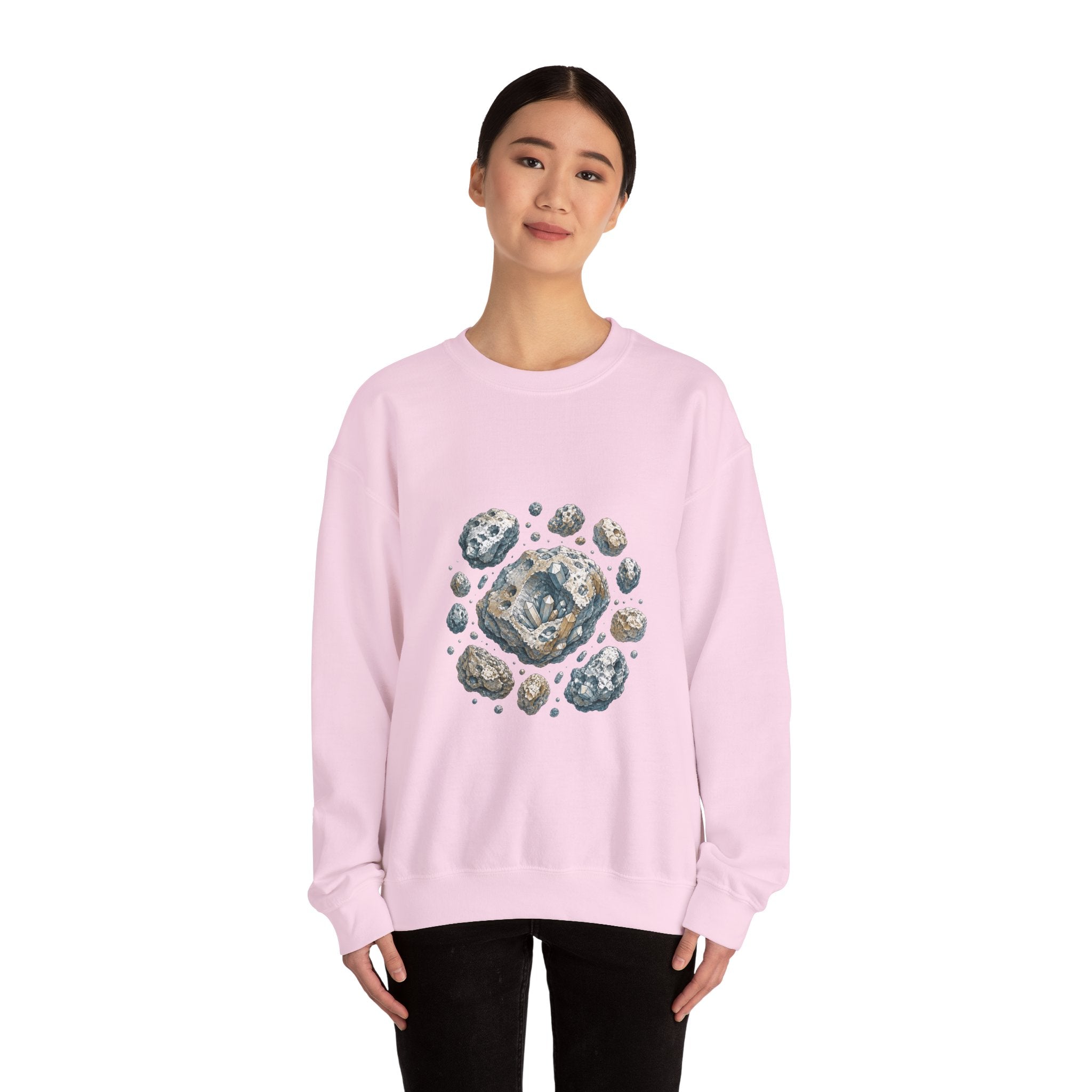 Matching Couple Sweatshirt - Comet & Asteroid Matching Couple Premium Fleece Sweatshirt Hand-Drawn Art His Hers Anniversary Gift - Design B