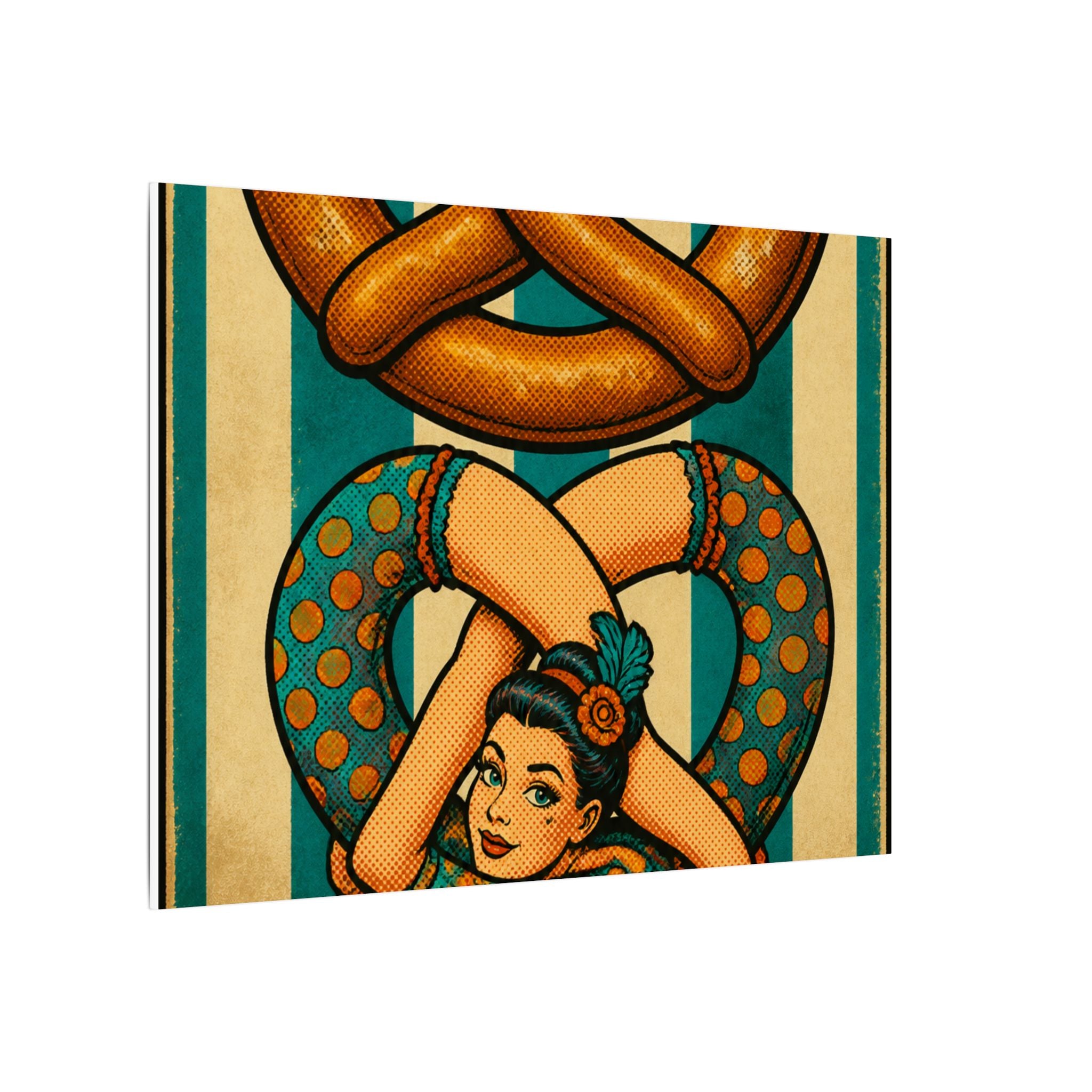 Pretzel Contortionist Wall Art Canvas 24×36 Pop Art Restaurant Decor Maximalist Print