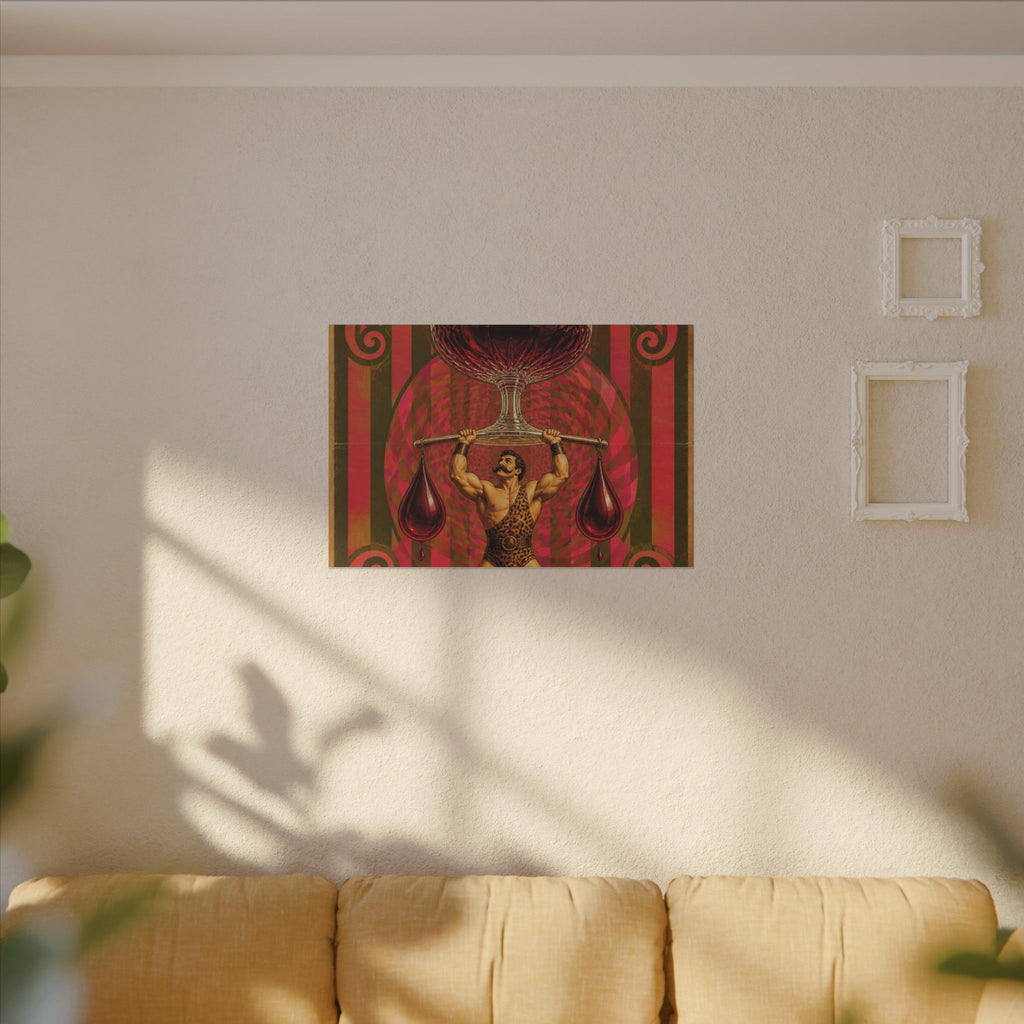 Wine Glass Strongman Wall Art Canvas 24×36 Psychedelic Dining Room Decor Maximalist Print