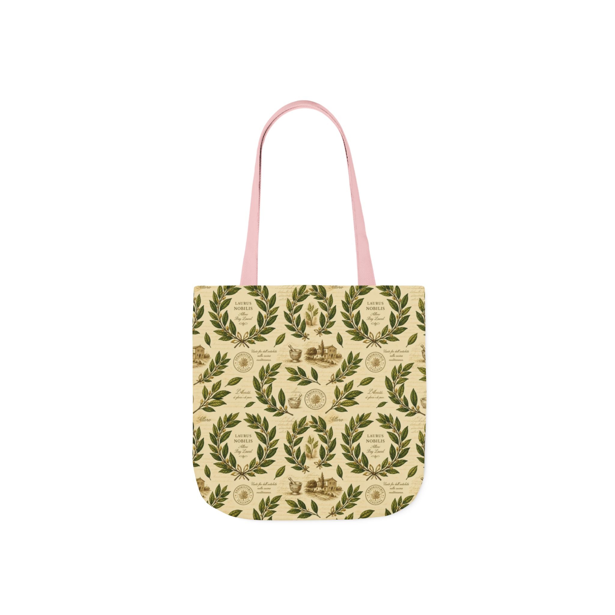 Bay Laurel Wreath Canvas Tote Bag Mediterranean Kitchen Botanical Design Italian Cottagecore Gift