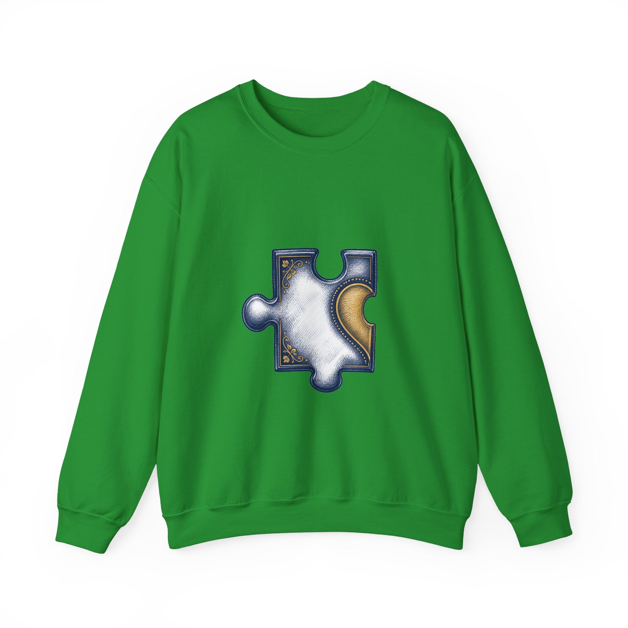 Matching Couple Sweatshirt - Puzzle Pieces Matching Couple Premium Fleece Sweatshirt Hand-Drawn Art His Hers Anniversary Gift - Design A