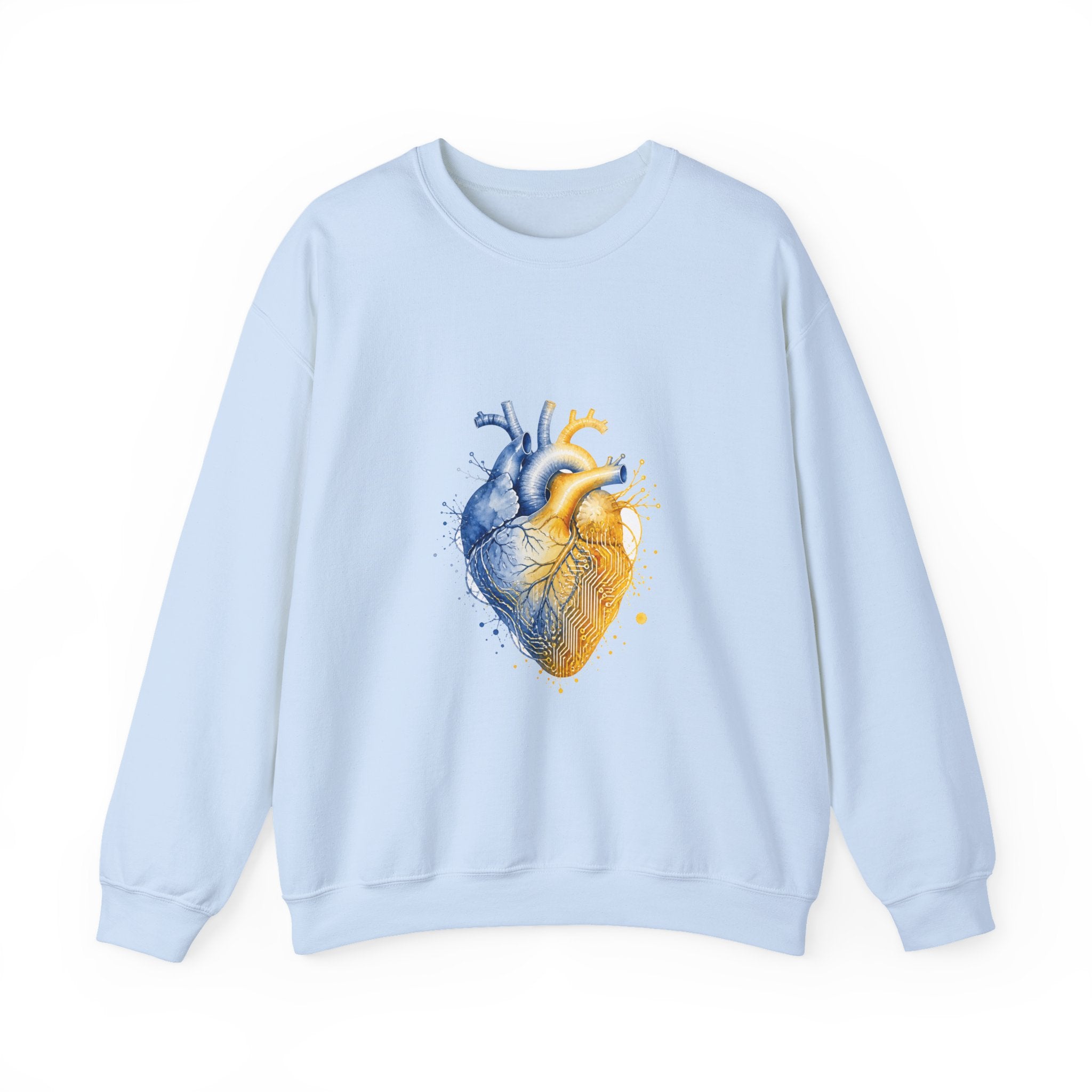 Matching Couple Sweatshirt - Robot & Heart Matching Couple Crewneck Sweatshirt Watercolor Art His Hers Engagement Gift - Design B