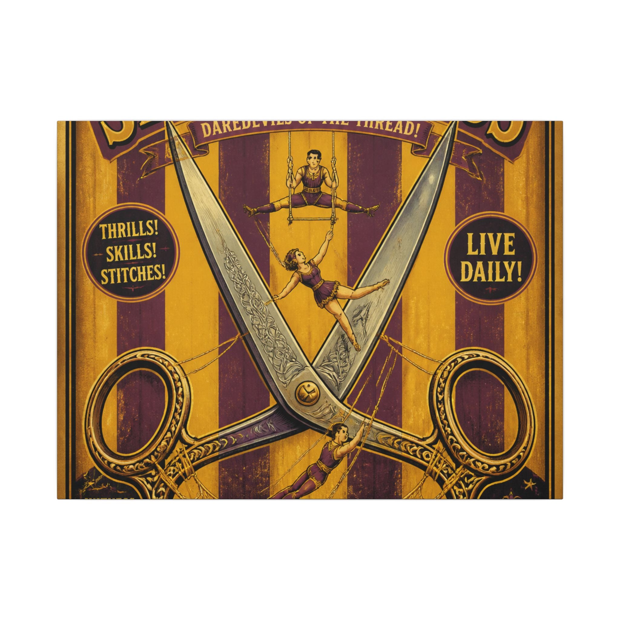 Giant Scissors Trapeze Wall Art Canvas 16×20 Vintage Circus Kitchen Decor Maximalist Print
