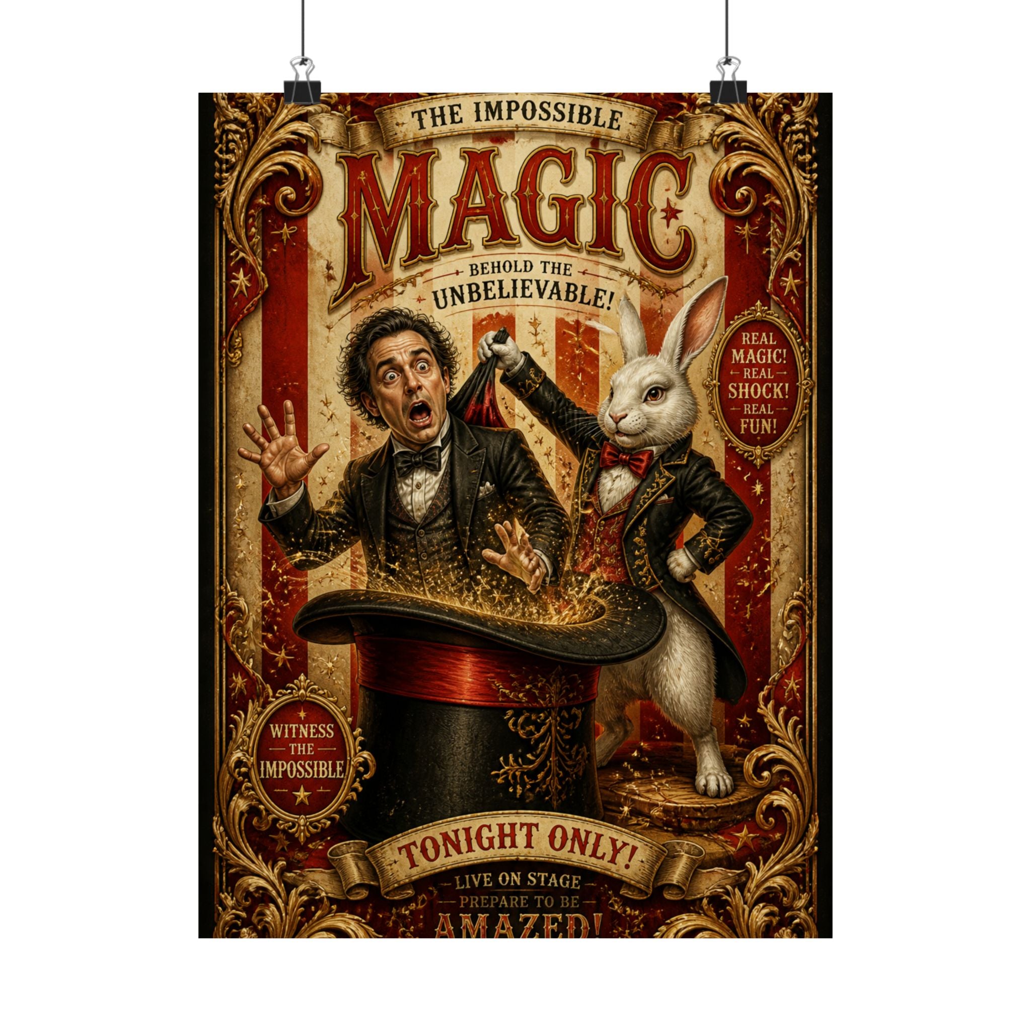 Magic Hat Rabbit Wall Art Poster 24×36 Baroque Studio Decor Maximalist Print
