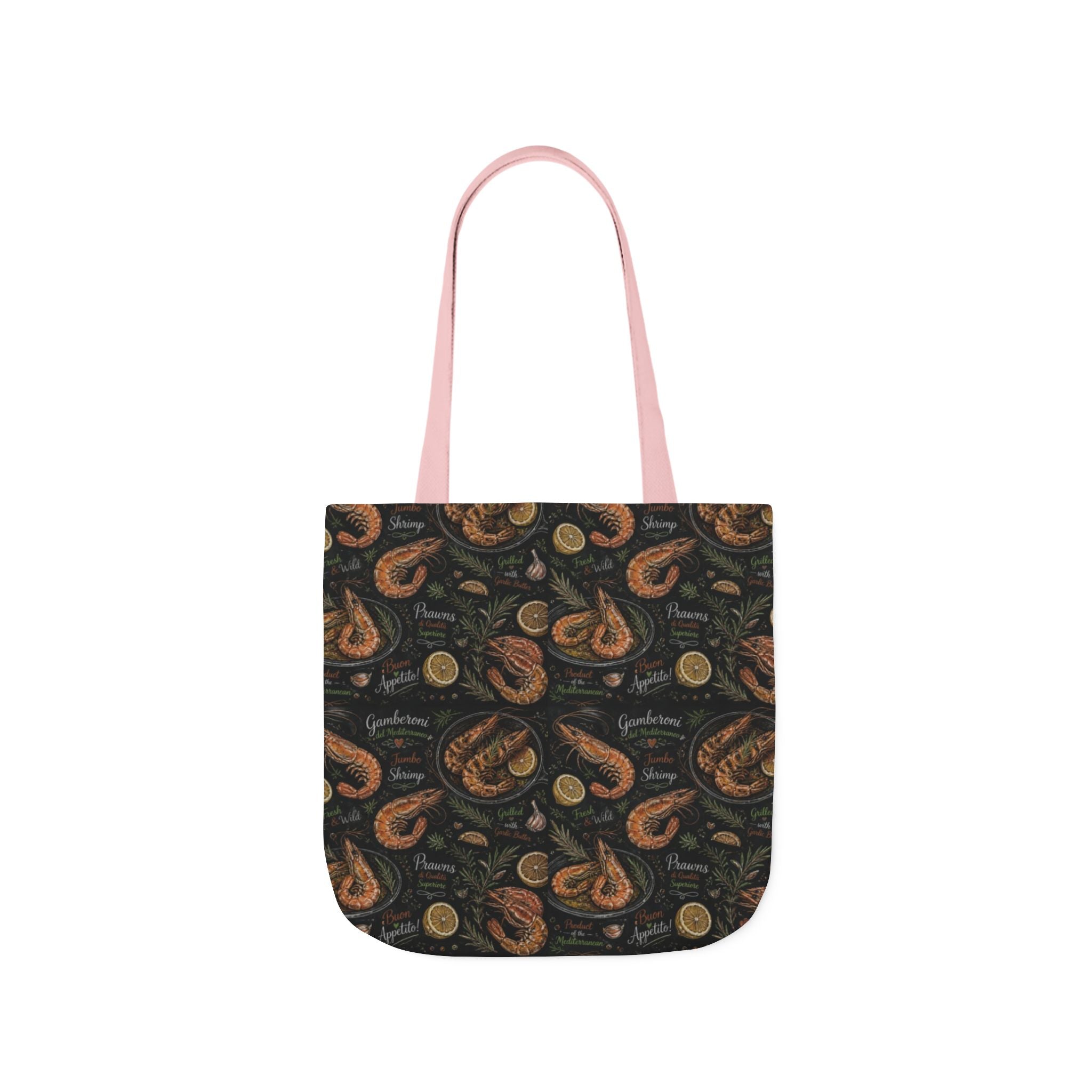 Mediterranean Shrimp Canvas Tote Bag Mediterranean Kitchen Chalk Art Design Italian Cottagecore Gift