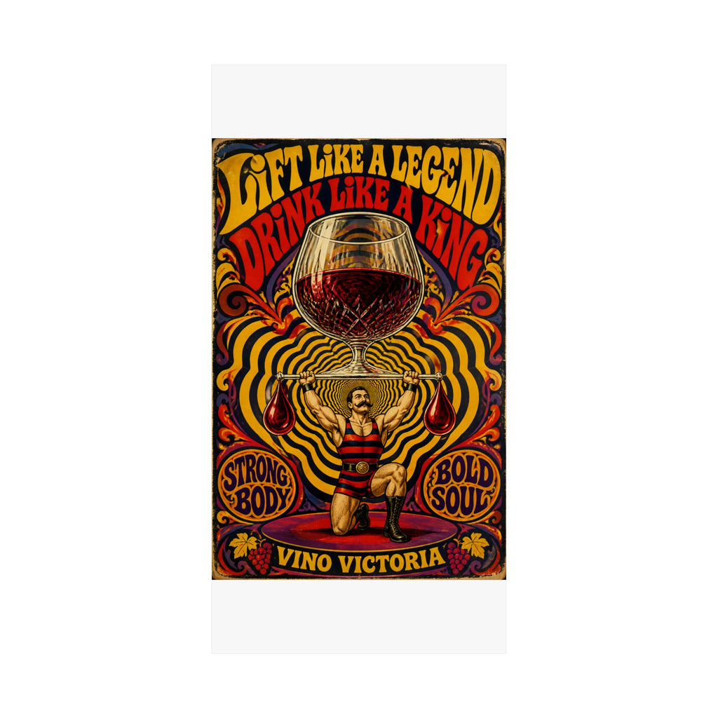 Wine Glass Strongman Wall Art Poster 18×24 Psychedelic Cafe Decor Maximalist Print