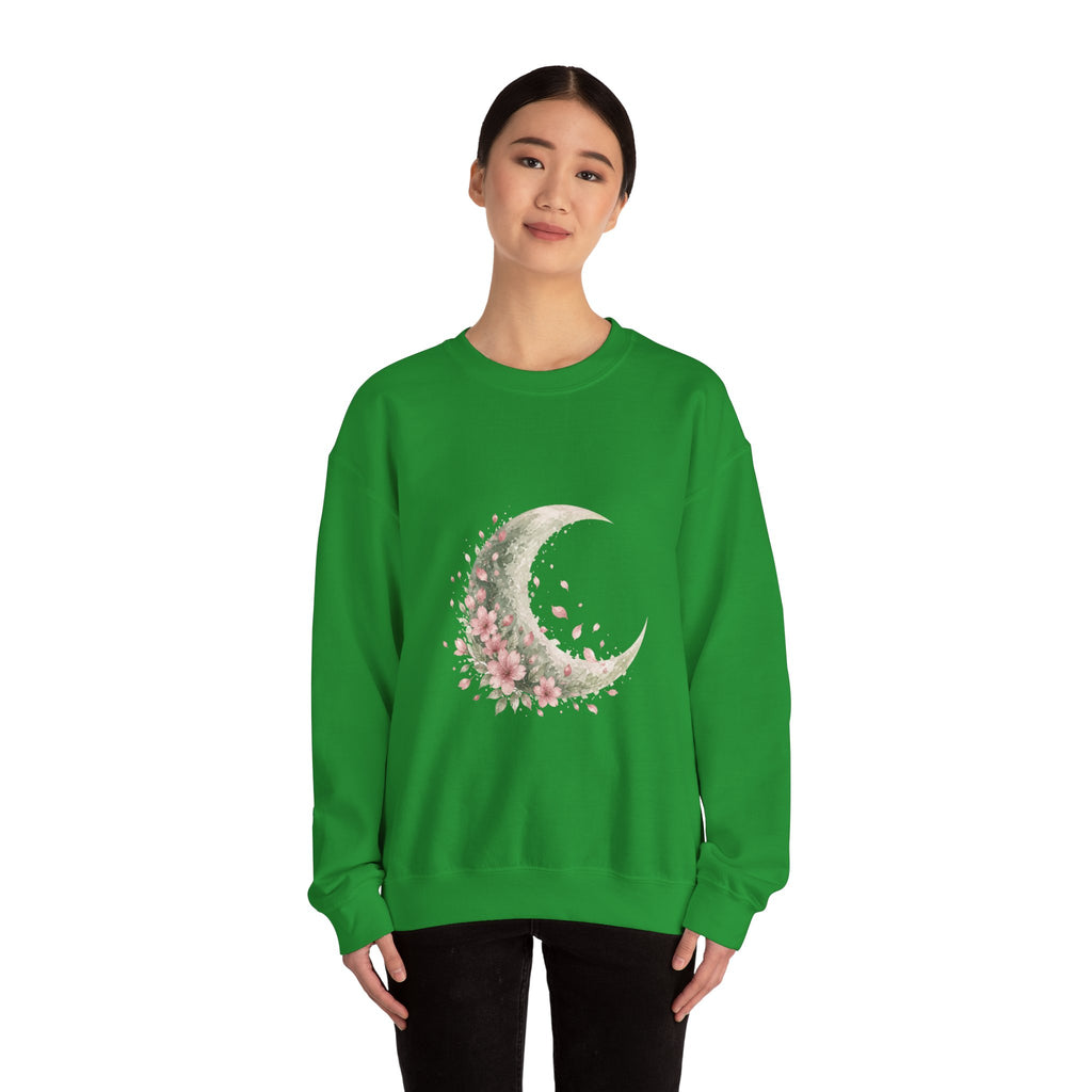 Matching Couple Sweatshirt - Waxing & Waning Moon Matching Couple Crewneck Sweatshirt Watercolor Art His Hers Engagement Gift - Design B